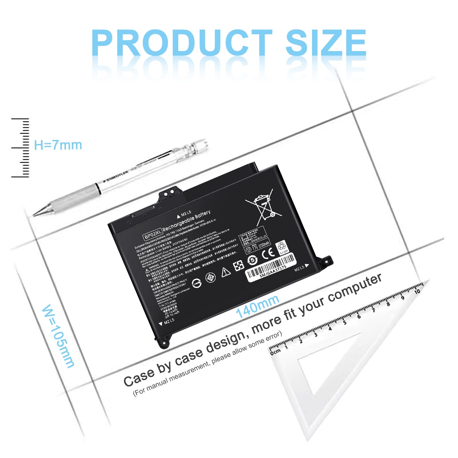 Bp02Xl 849909 850 Battery Replacement For Hp Pavilion Laptop 15 Au 15 Aw Series 15 Au057Cl 15 Au030Wm 15 Au063Nr 15 Au123Cl 15 A