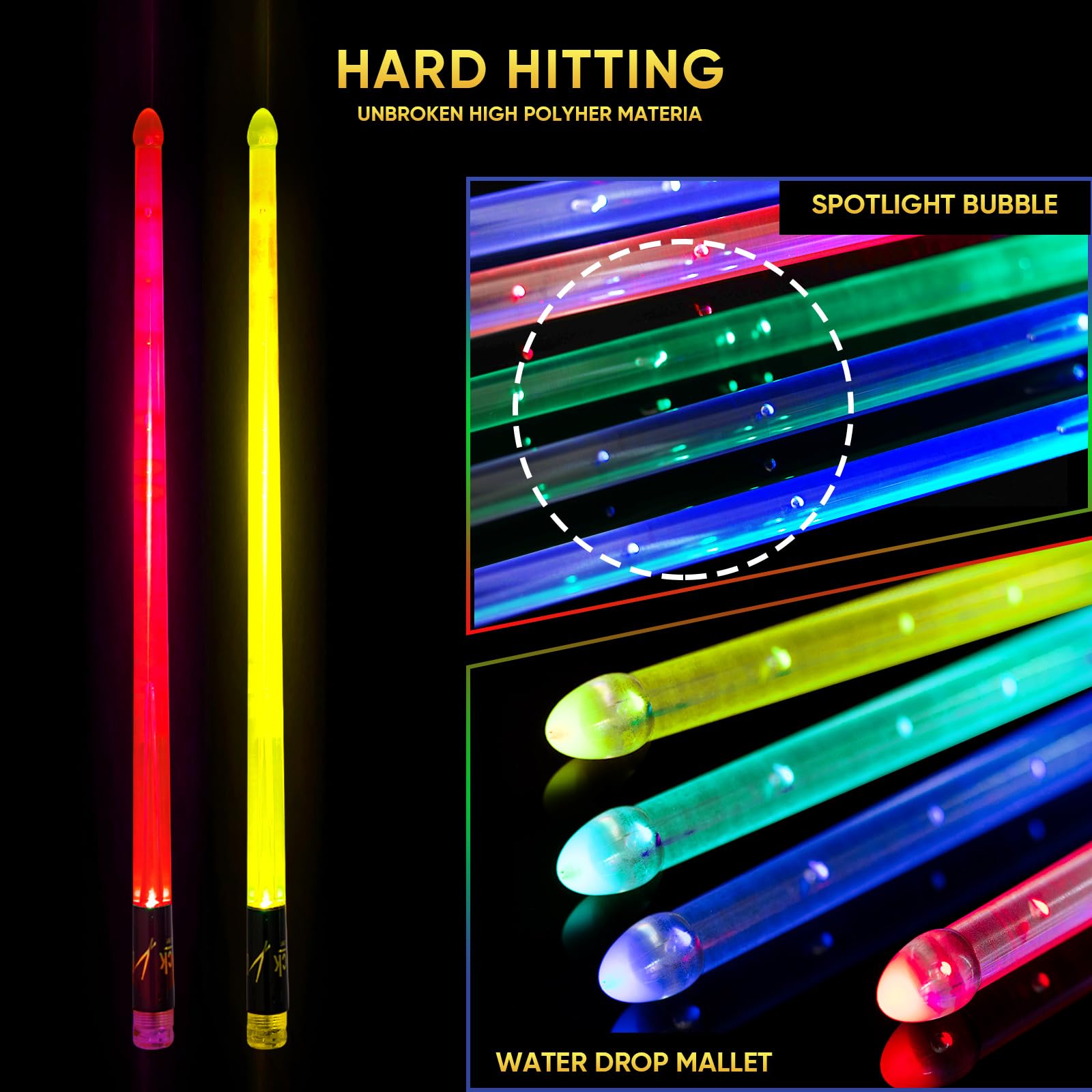 Light Up Drum Sticks Rechargeable 15 Color Changing Led Personalized Drumsticks For Adults Kids Drummer Gifts Drum Accessories