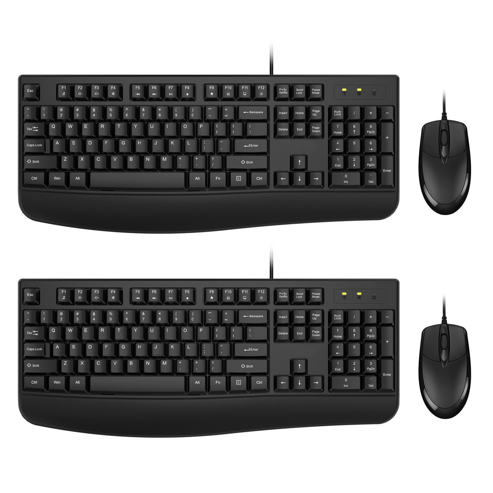Wired Keyboard And Mouse Combo, Edjo Full Sized Ergonomic Computer Keyboard With Palm Rest And Optical Wired Mouse For Windows,