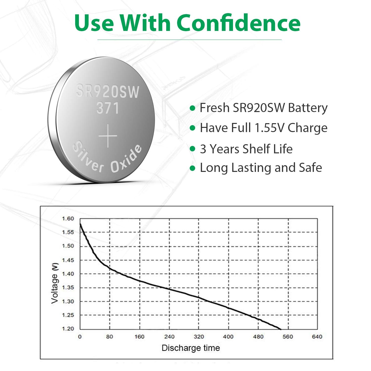 Licb 20 Pack Sr920Sw 371 370 Ag6 Battery 1.5V Button Cell Watch Batteries