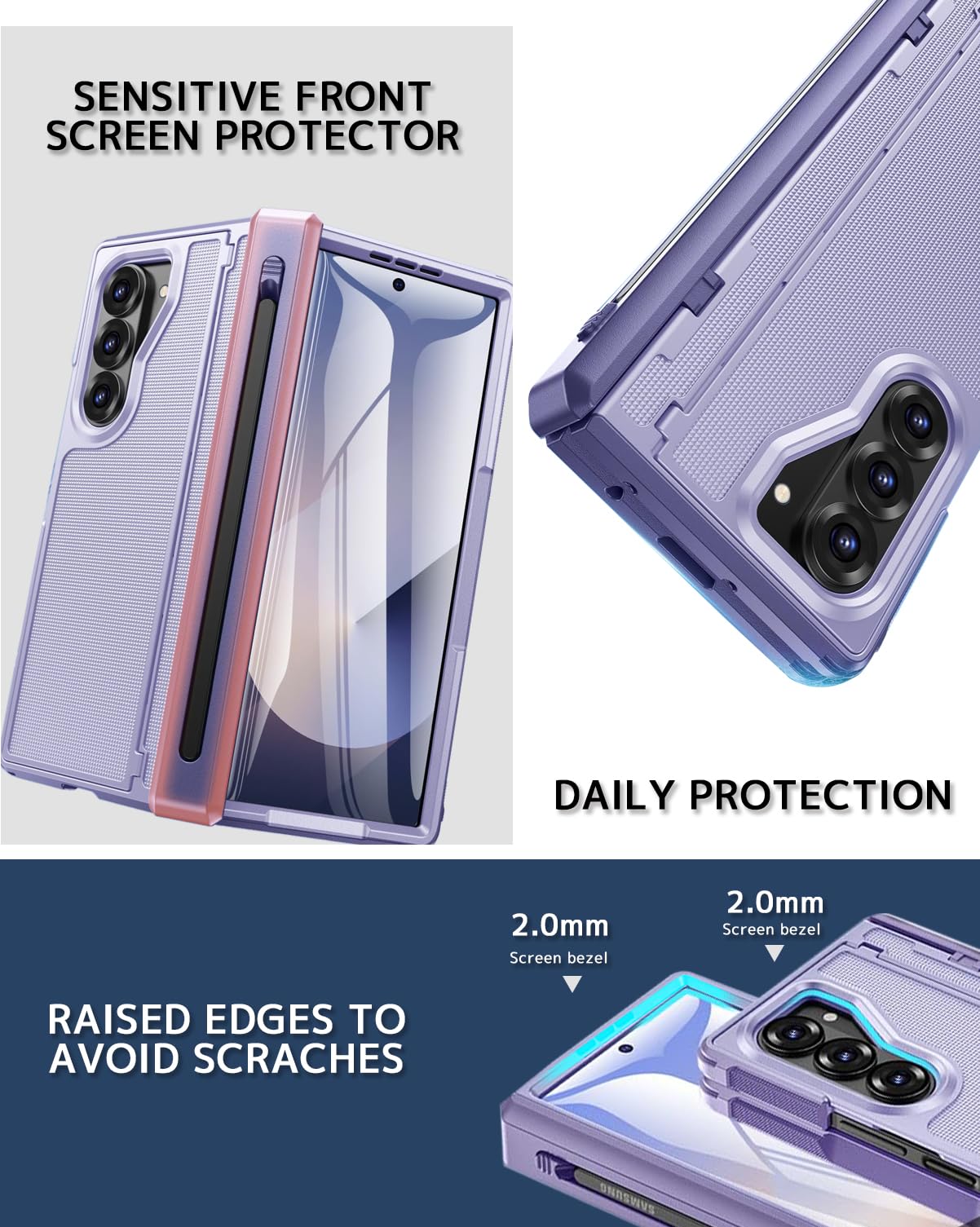 Ninki For Samsung Z Fold 7 Case With S Pen Holder & Hidden Kickstand, Built In Screen Protector Hinge Shockproof Hard Phone Cove