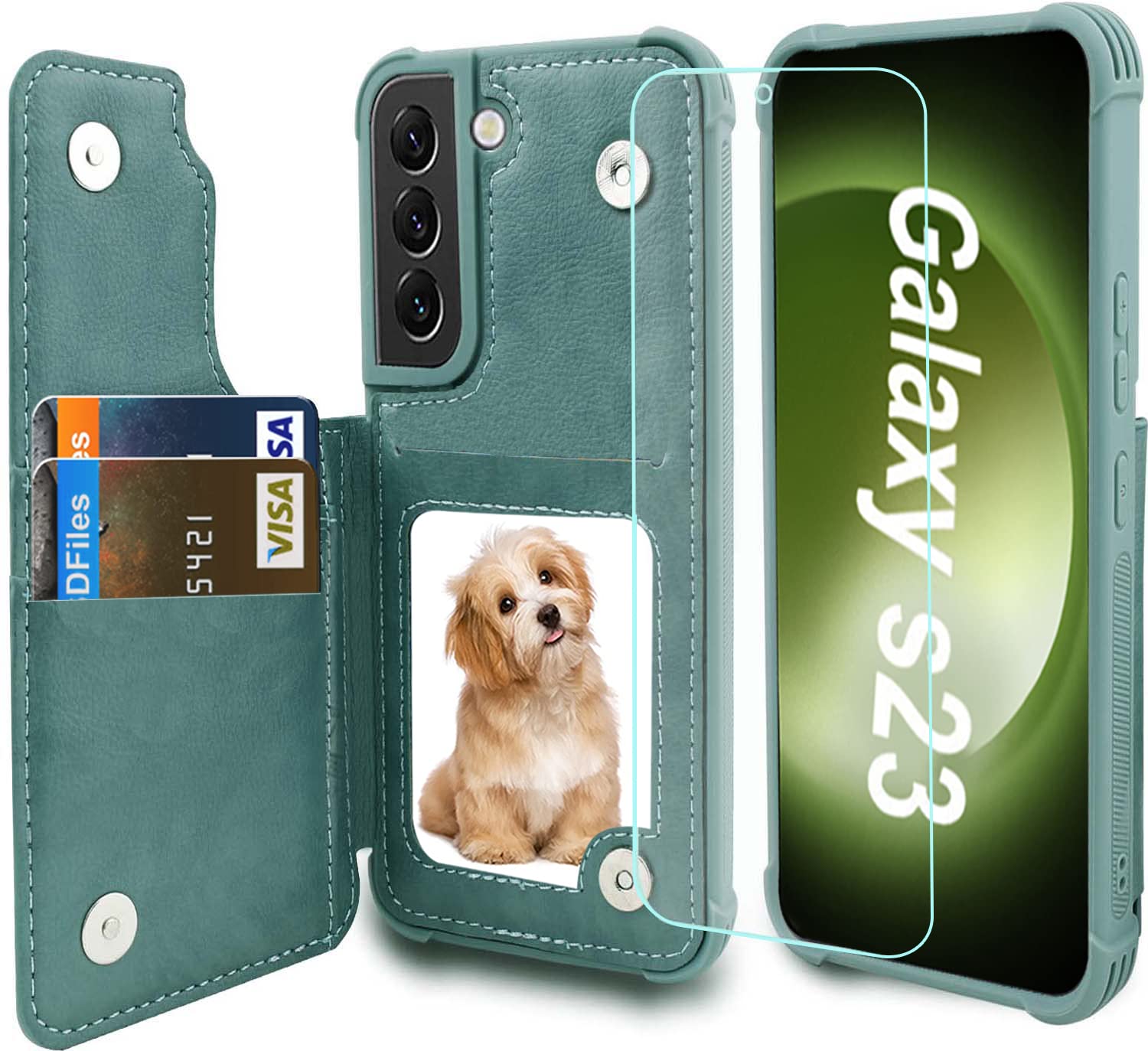 Vanavagy Wallet Case Compatible For Samsung Galaxy S23,Rfid Block Leather Flip Folio Phone Case Fits Magnetic Car Mount With Cre