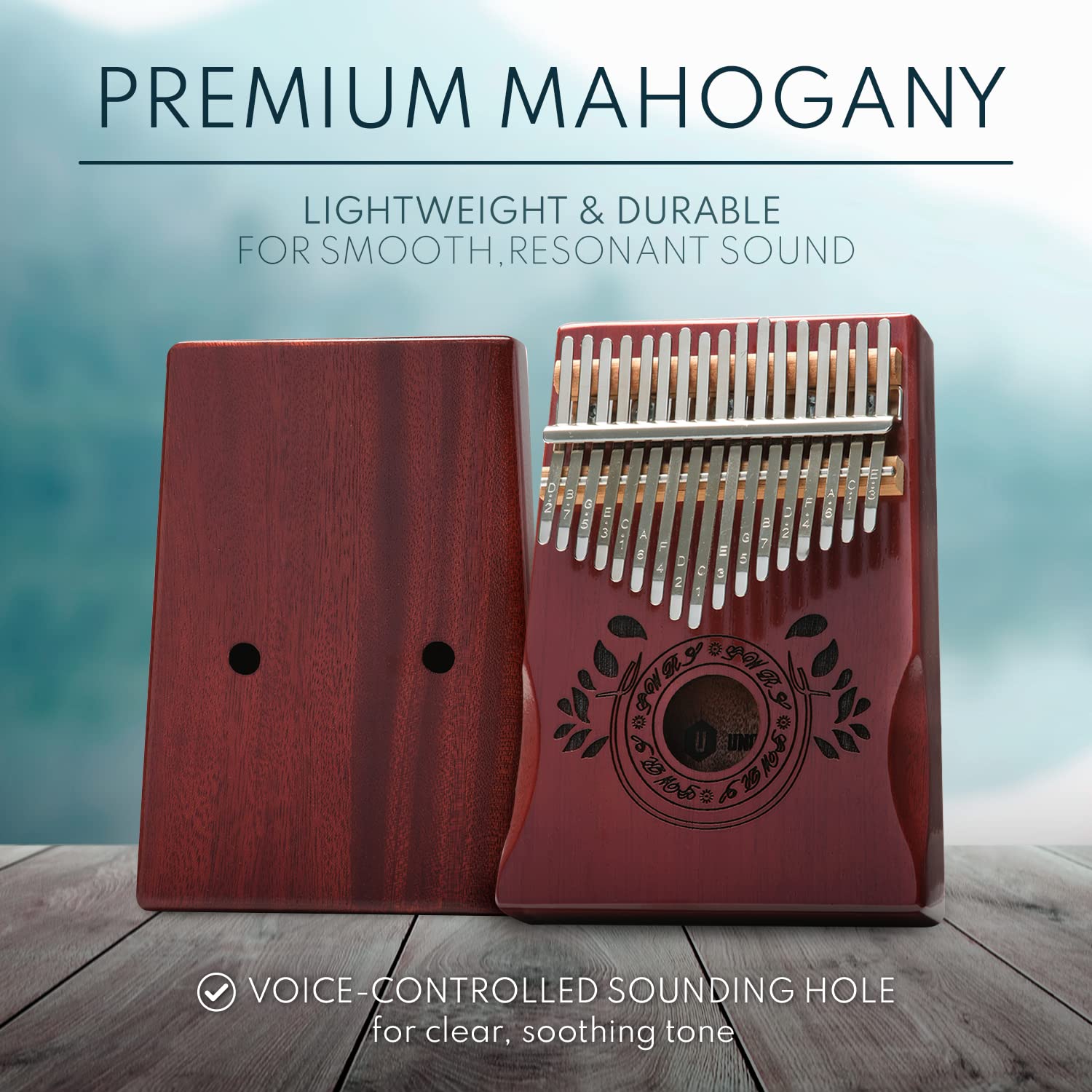 Unokki Kalimba 17 Key Thumb Piano | Premium, Lightweight & Durable Mahogany Mbira   Cherry Finish | Reduce Stress & Promote Well