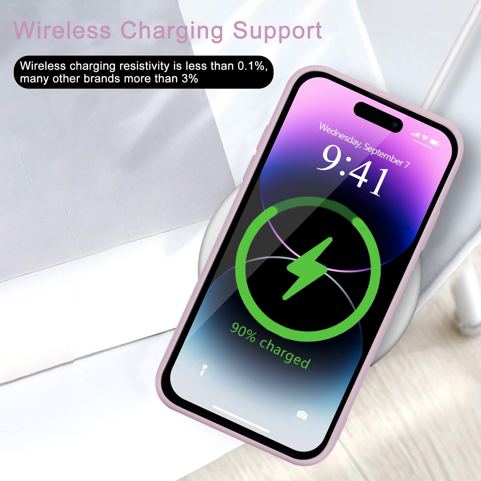 Wirvyuer For Iphone 14 Pro Max Case Cute Slim Shockproof Phone Case With Wireless Charging Support And Protection, Purple