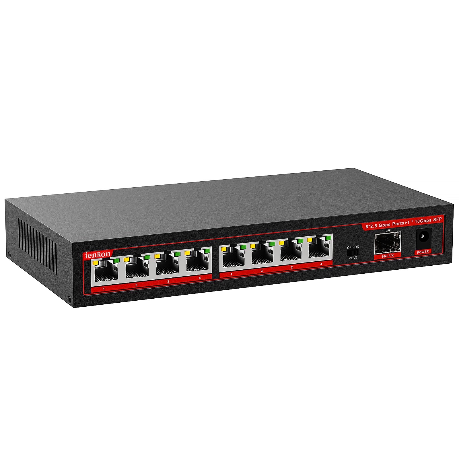 Ienron 9 Ports 2.5G Ethernet Switch Unmanaged, With 8 Ports 2.5G And 1X10G Sfp Slot, Network Switch,Ethernet Splitter| Plug & Pl