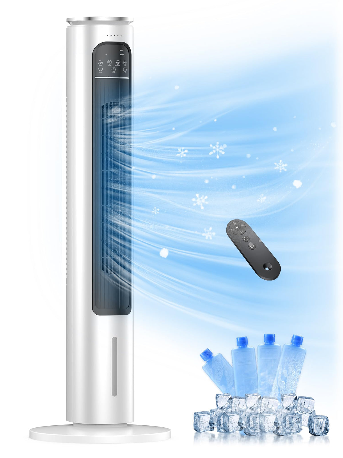 Evaporative Air Cooler, 37    Swamp Cooler, Portable Air Conditioners, 4 Modes, 12H Timer, 70 Oscillating, Removable Water Tank,
