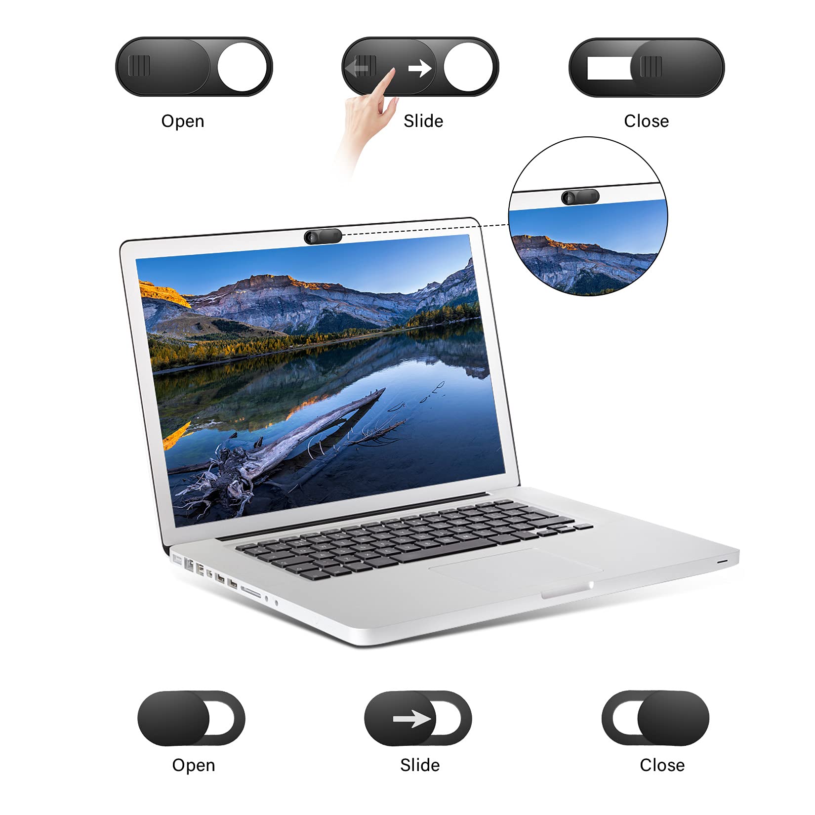 Laptop Camera Cover, 0.027 Inch Ultra Thin Camera Cover, Webcam Privacy Cover Fits On Computer, Laptop, Macbook, Pc, Cell Phone,