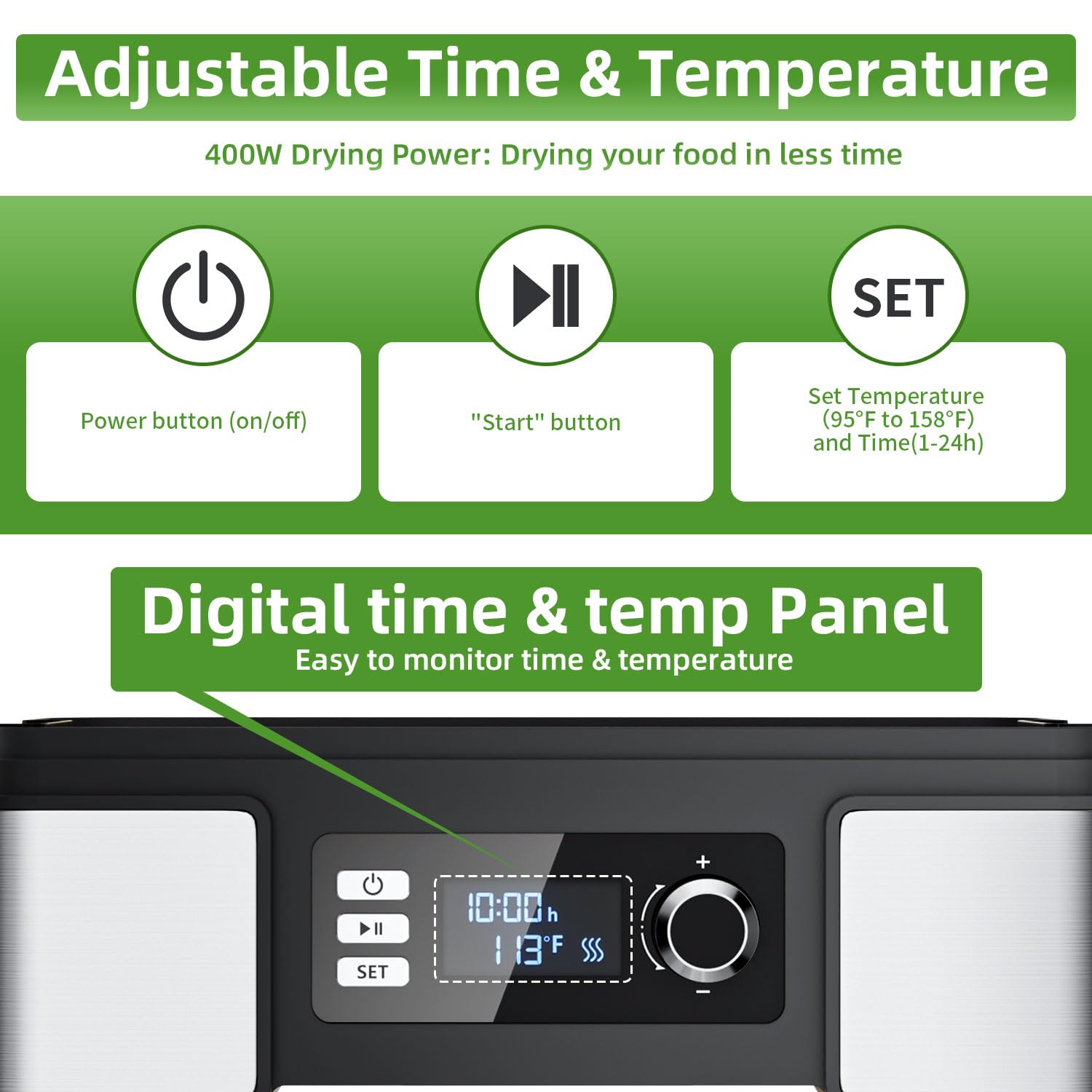 Food Dehydrator Machine Dryer For Jerky: Stainless Steel Dehydrater For Fruit Herb   Digital Food Drier For Meat Beef Dehydratio