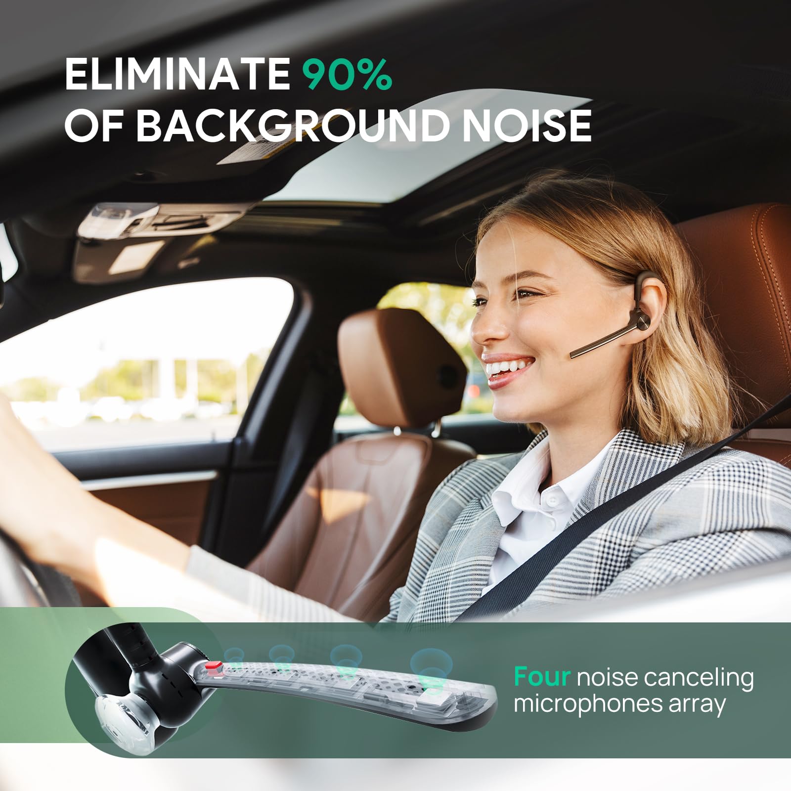 Yealink Bluetooth Headset Bh71 Pro,Teams Zoom Certified,Bluetooth Earpiece With Noise Canceling Microphones,Wireless Single Ear