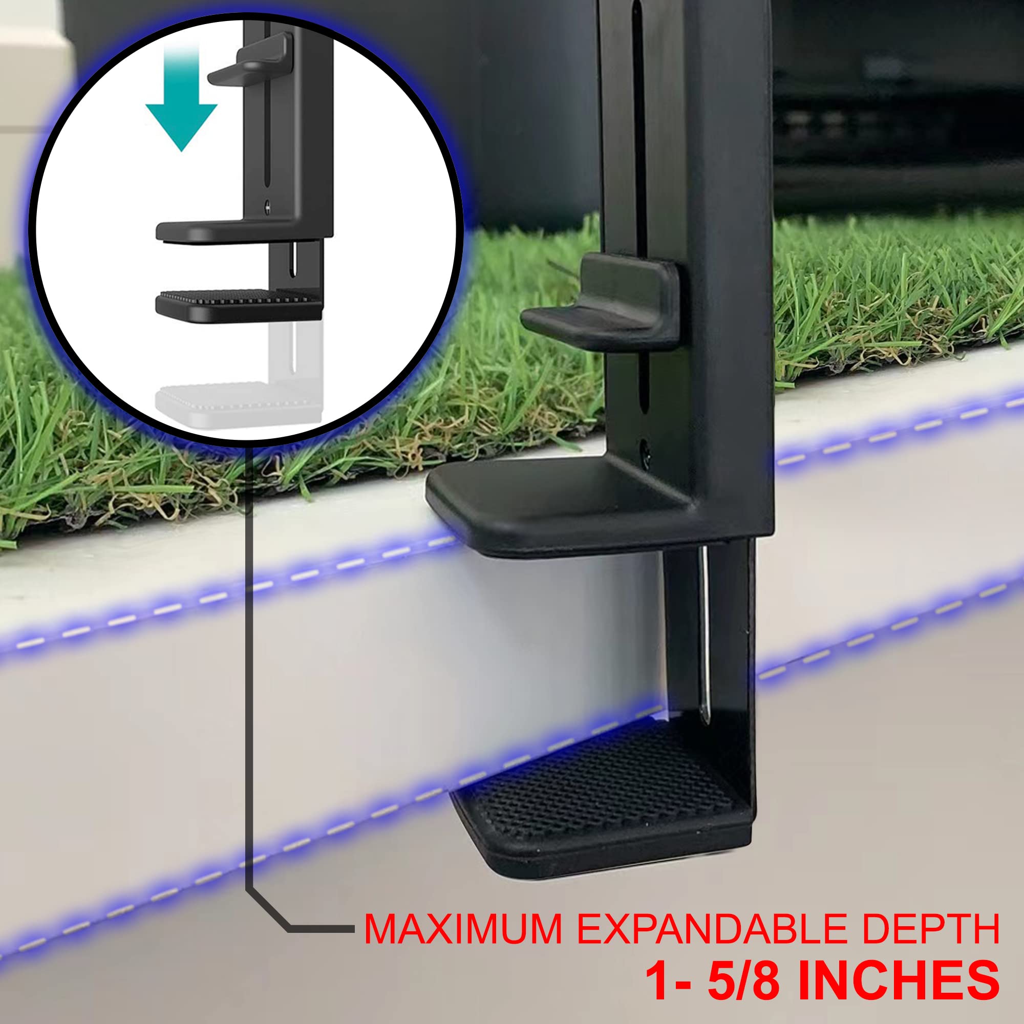 Beyond Cell Travel Accessories, Universal Seat Back Tray Table Hands Free Phone Clip Holder, Adjustable Pocket Size Airplane Tra