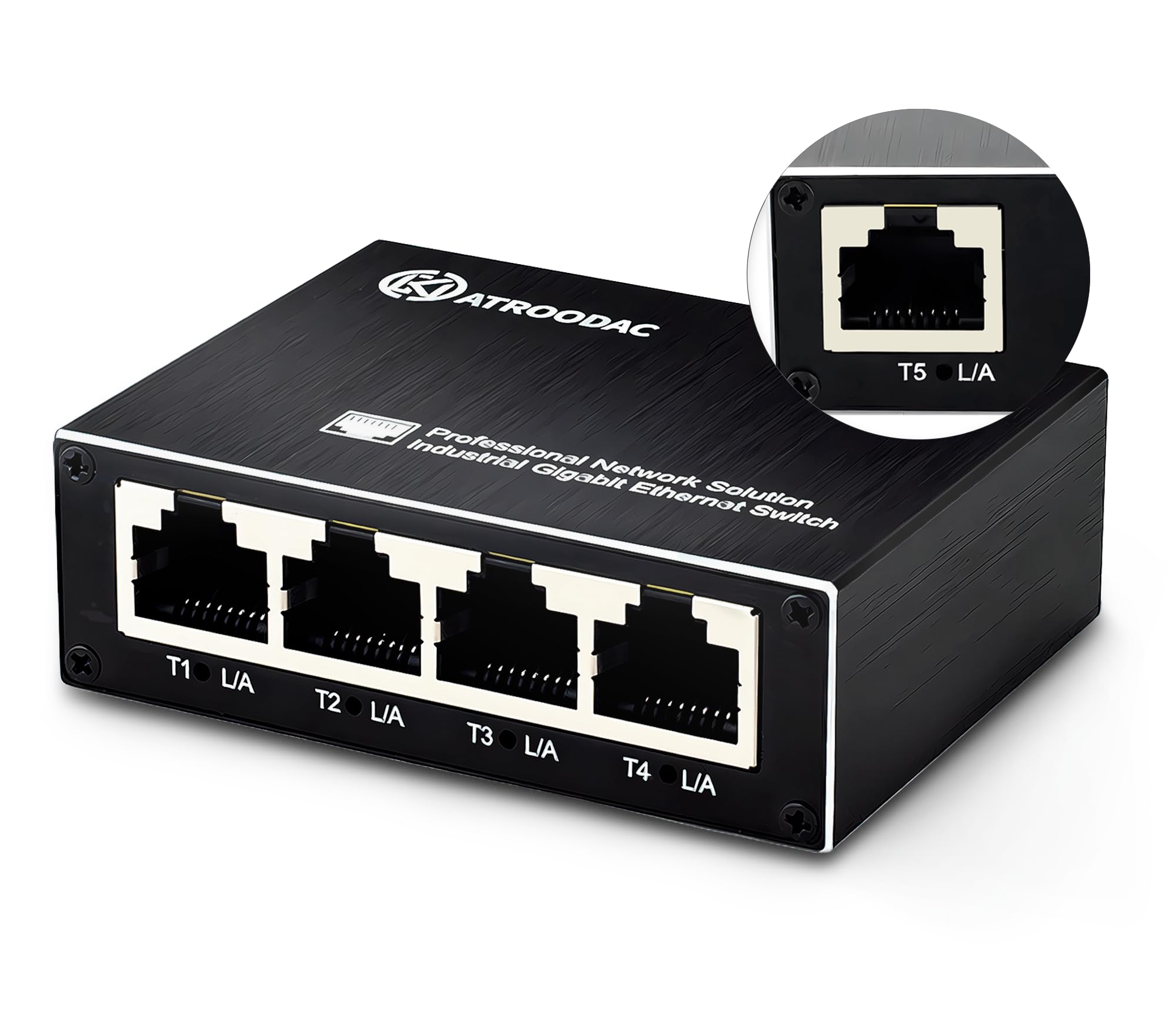 Atroodac Mini Ethernet Switch 5 Ports Gigabit Enhanced Protection 10/100/1000 Mbps Unmanaged Network Switch Plug & Play Office E