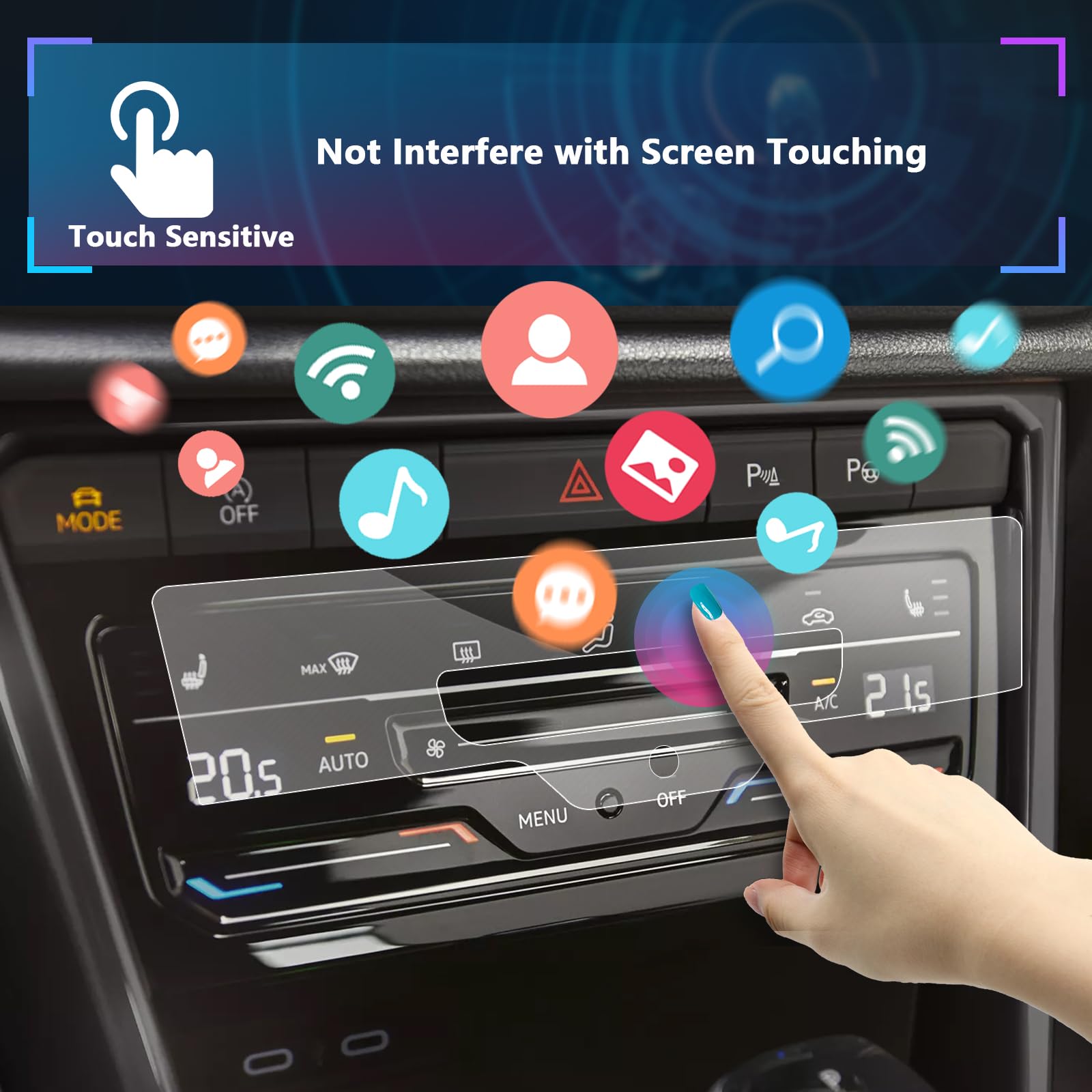 Sxcy Fit For 2023 Vw Taos Tiguan Altas Air Conditioning Screen For 2023 Vw Taos Tiguan Altas Dual  And Tri Zone Automatic Climate Control Panel Screen,2 Pcs Nano Soft Screen Protector Foils For 2023