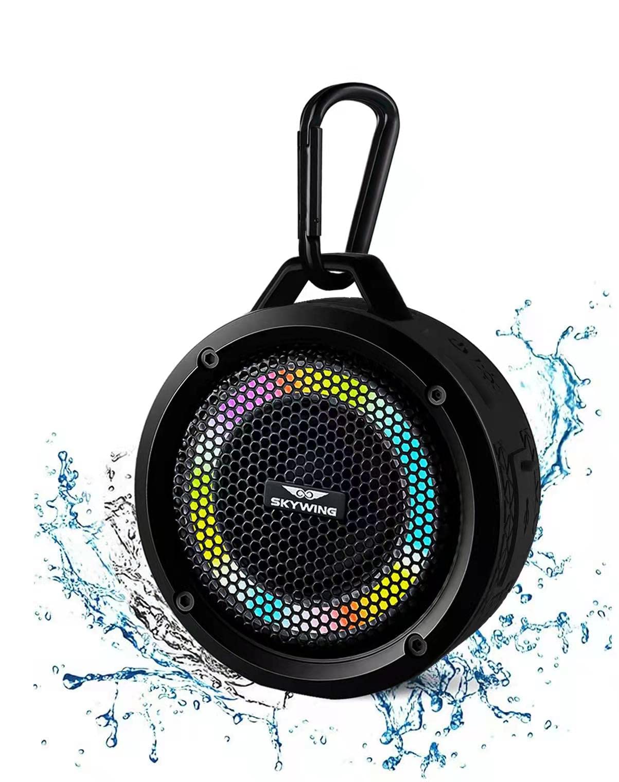 Skywing Bluetooth Shower Speaker, Soundace S6 Ipx7 Waterproof Portable Speaker With Suction Cup Hook Lanyard Tws Rgb Lights,Wire