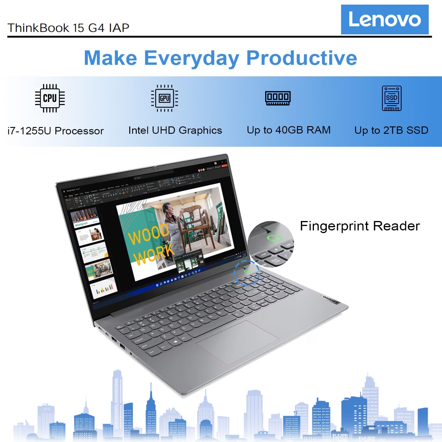 Lenovo Thinkbook 15 Gen 4 Business Laptop, 15.6 Fhd Display, Intel I7-1255U, 40Gb Ram, 2Tb Ssd, Hdmi, Thunderbolt 4, Webcam, Wi-