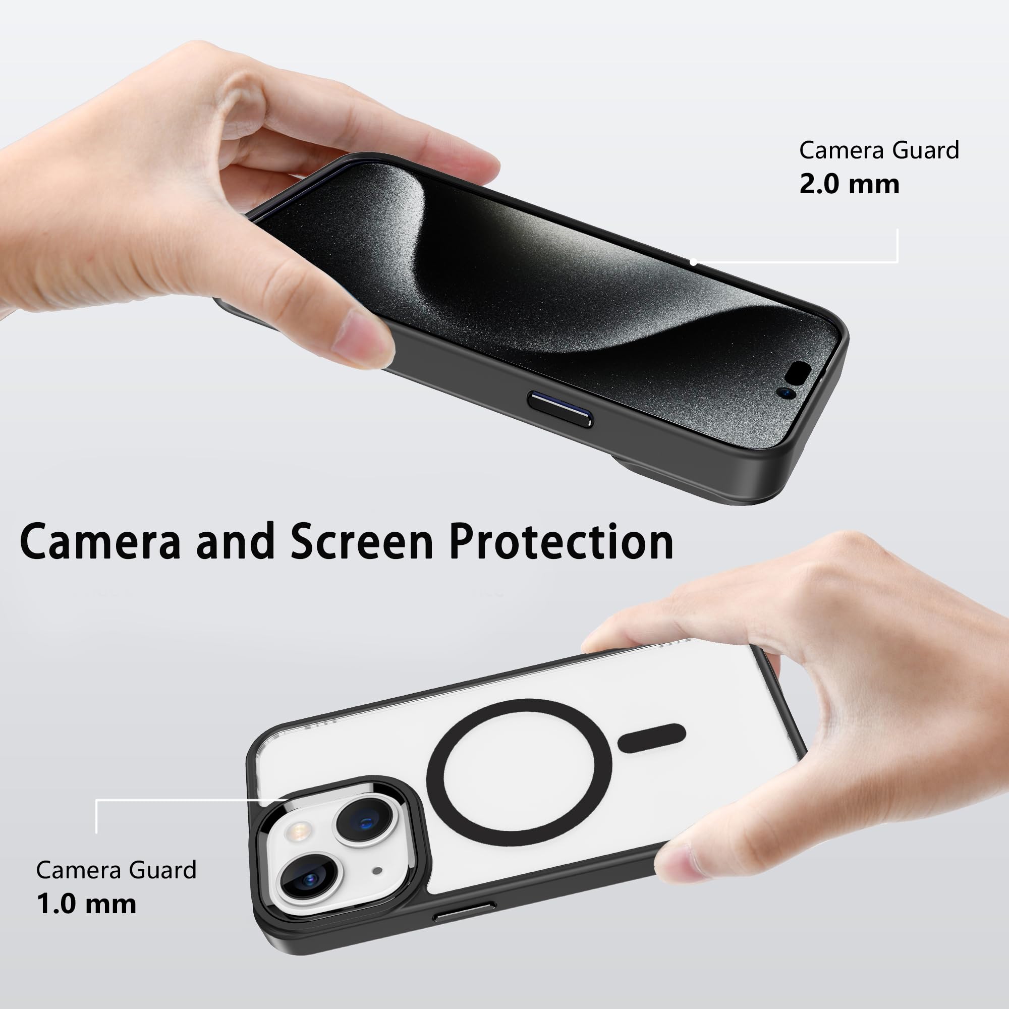 Pinlisheng Magnetic For Iphone 15 Case,Compatible With Magsafe, Military Grade Drop Tested, Shockproof Clear Hard Back Slim Case