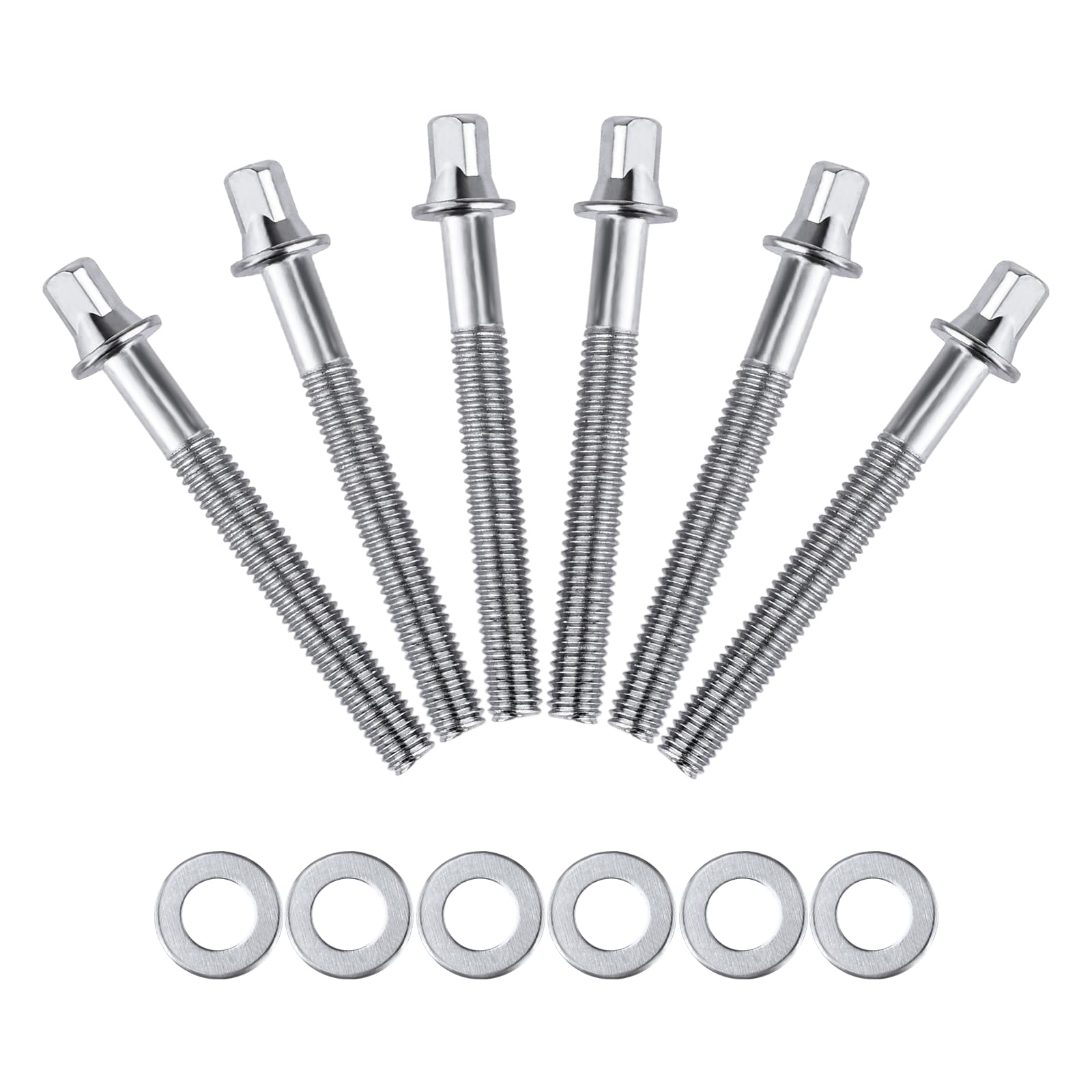 Dynwave 6Pcs Silver 2 Inch Drum Tension Rods For Tom Snare Drum Build Accessories