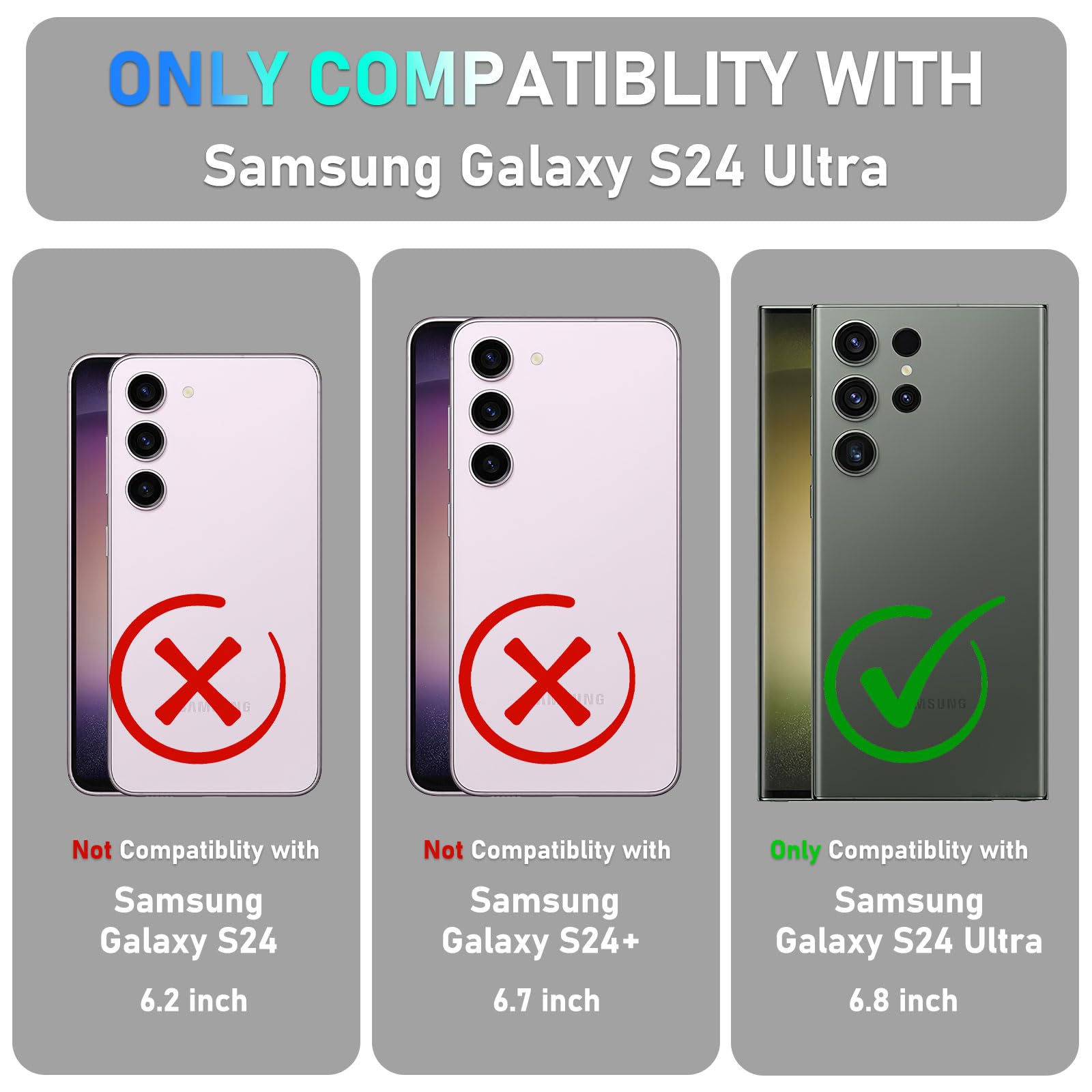 Casejeen For Samsung Galaxy S24 Ultra Case With Tempered Glass Screen Protector And Camera Lens Cover,Rotated Ring Stable Kickst