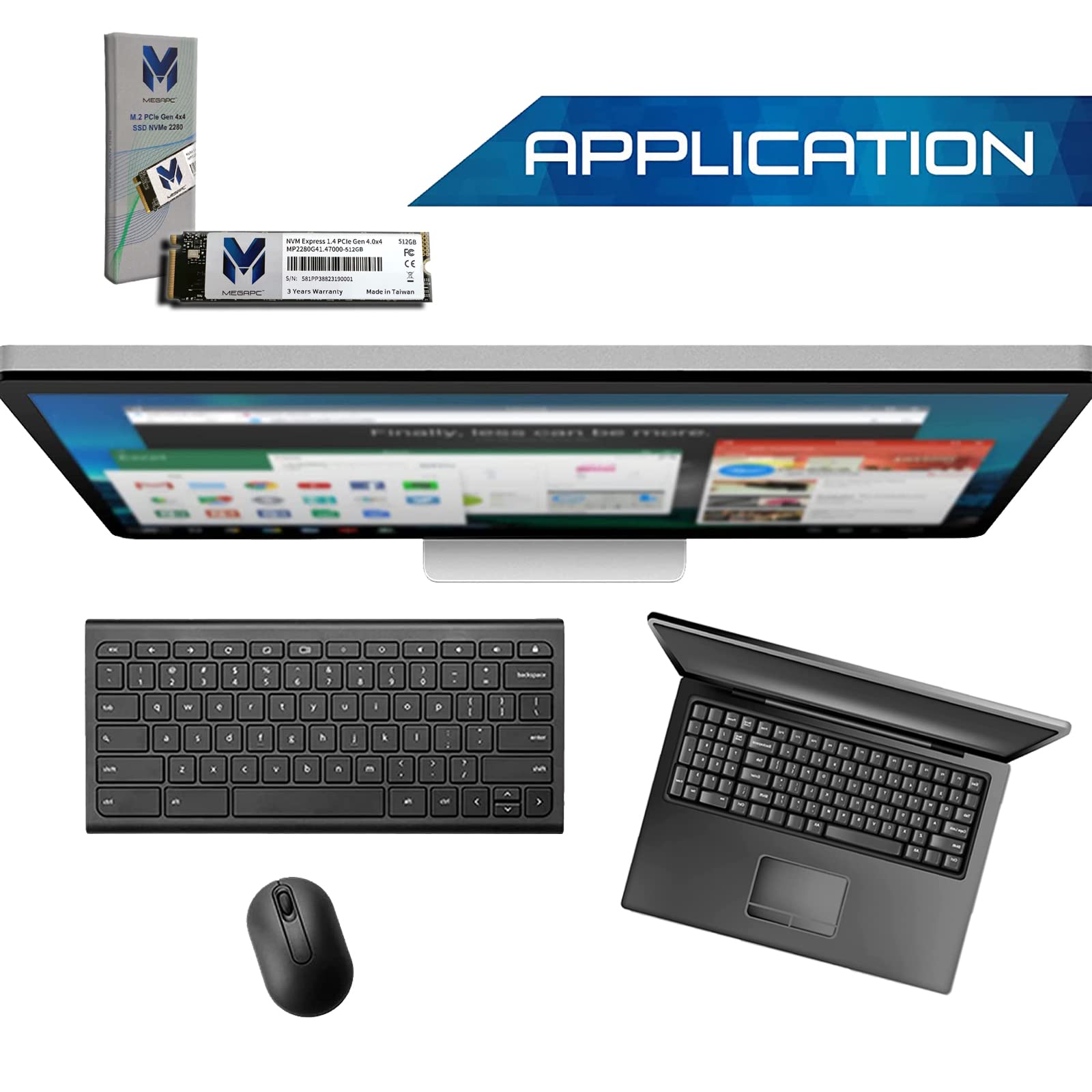 Megapc Pcie Ssd 512Gb Nvme M.2 2280 Internal Solid State Hard Drive, Interface Pcie Gen 4.0 X4, Speed Up To 7000 Mb/S, Storage A