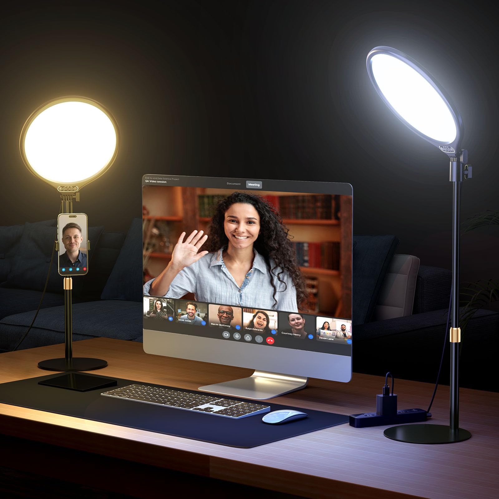 Ring Light With Stand For Zoom Meetings, 360 Rotate 10.5'' Zoom Lighting For Computer Video Conference Light Desk Light, Led Ful