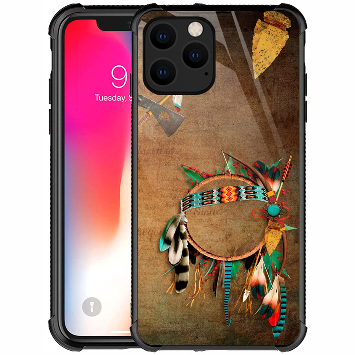 Carloca Compatible With Iphone 13 Case,Native American Arrowhead Indian Pattern Design For Girl Boy Shockproof Anti Scratch Case