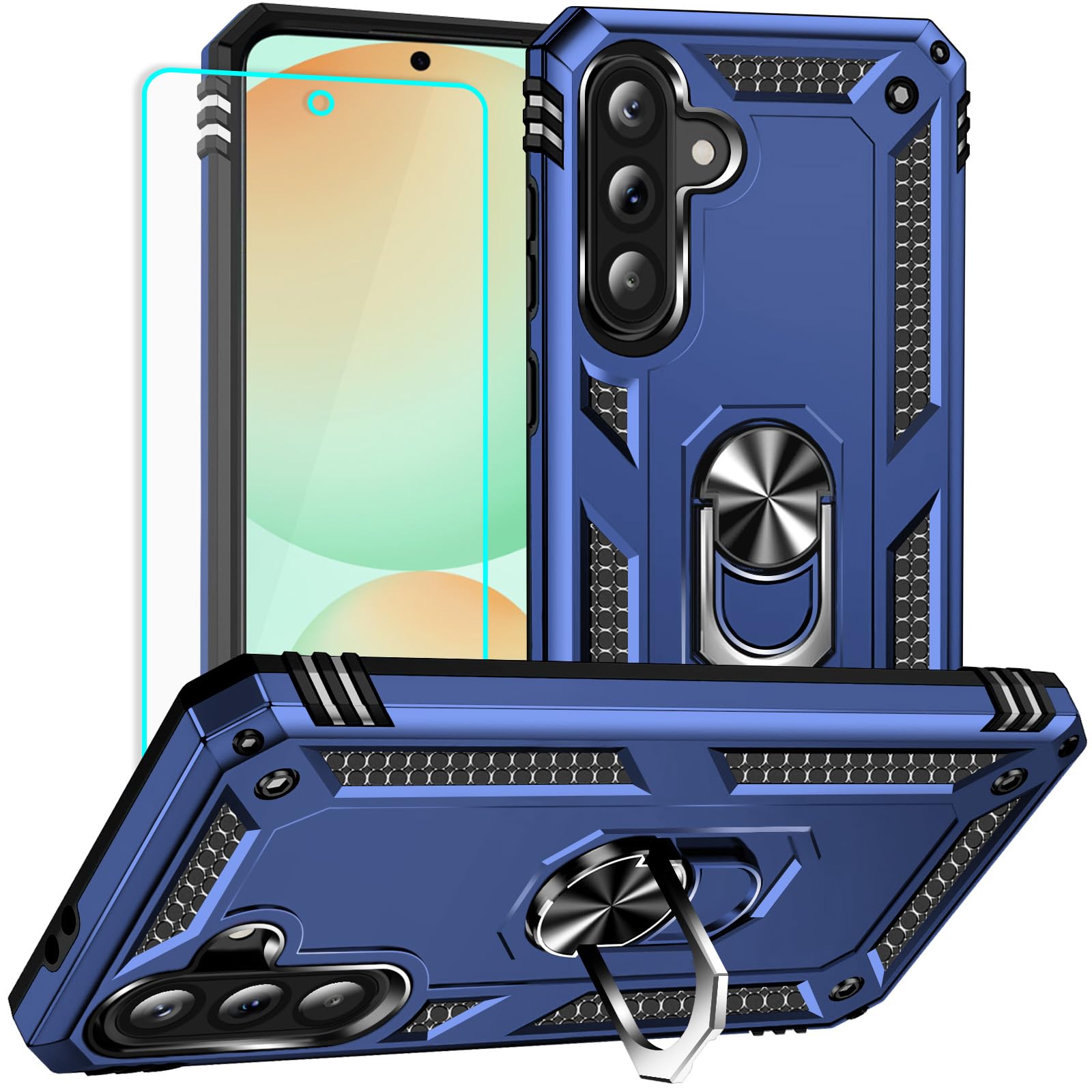 for Samsung Galaxy A36/A56 Case: with Screen Protector - Military Grade Protective Cases with Finger Ring Holder Kickstand for S