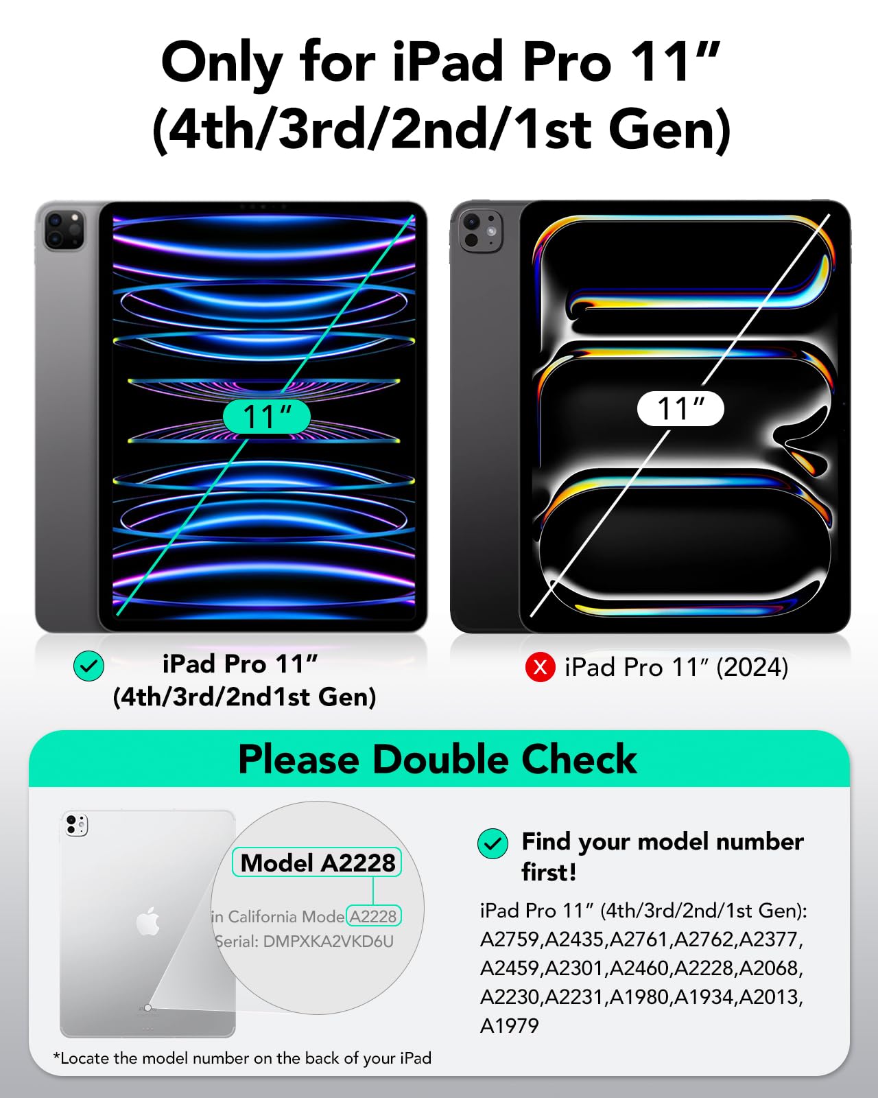 Esr For Ipad Pro 11 Inch Case, Ipad 11 Pro Case (2022/2021/2020, 4Th/3Rd/2Nd Generation), Convenient Magnetic Attachment, 2 Way Stand, Full Pencil 2 Support, Rebound Magnetic Case, Brilliant White