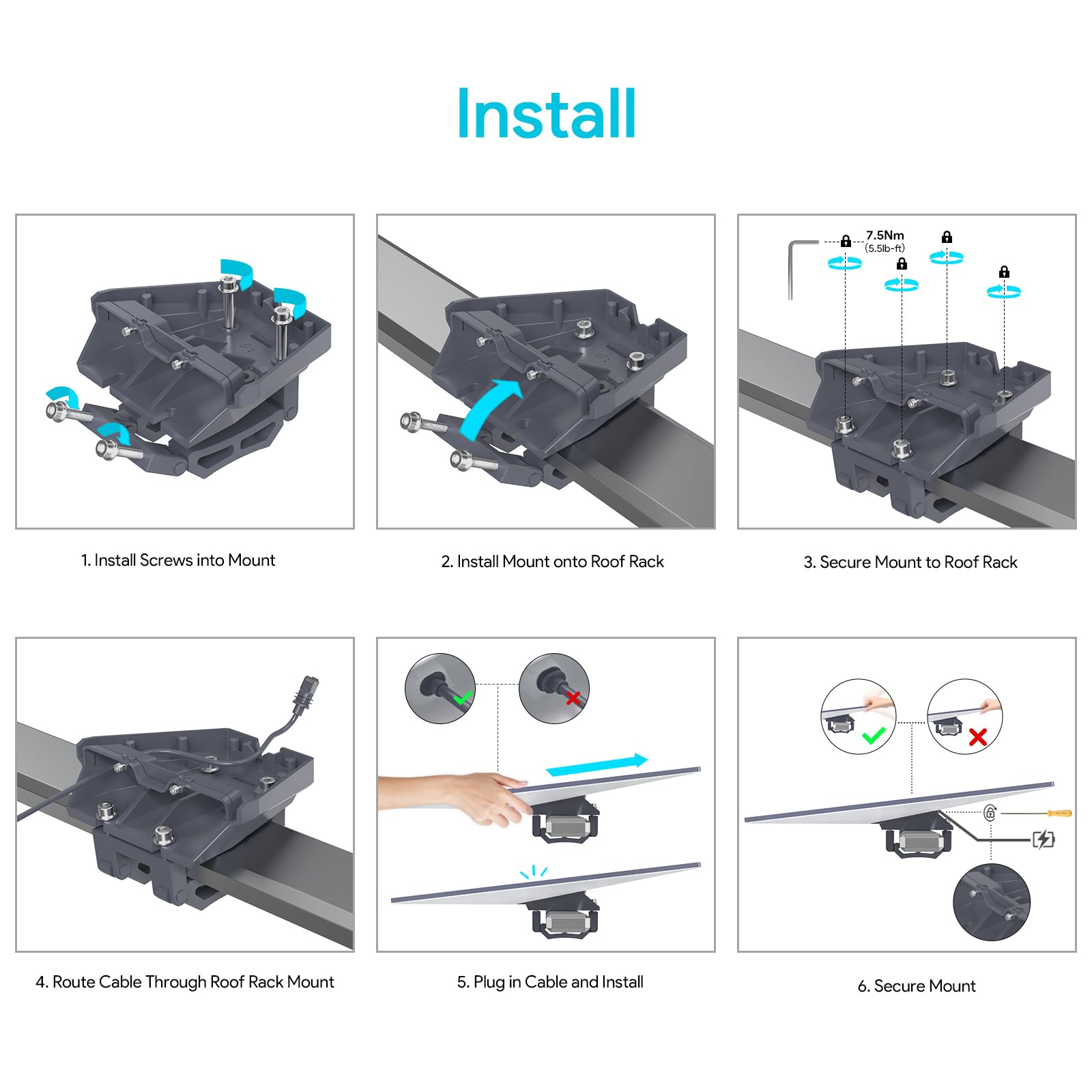 Xlttywl Starlink Gen 3 Mount, 0.59'' 1.75'' Anti Rust Gen3 Starlink Roof Rack Mount For Accessories Starlink Gen 3/Enterprise Di