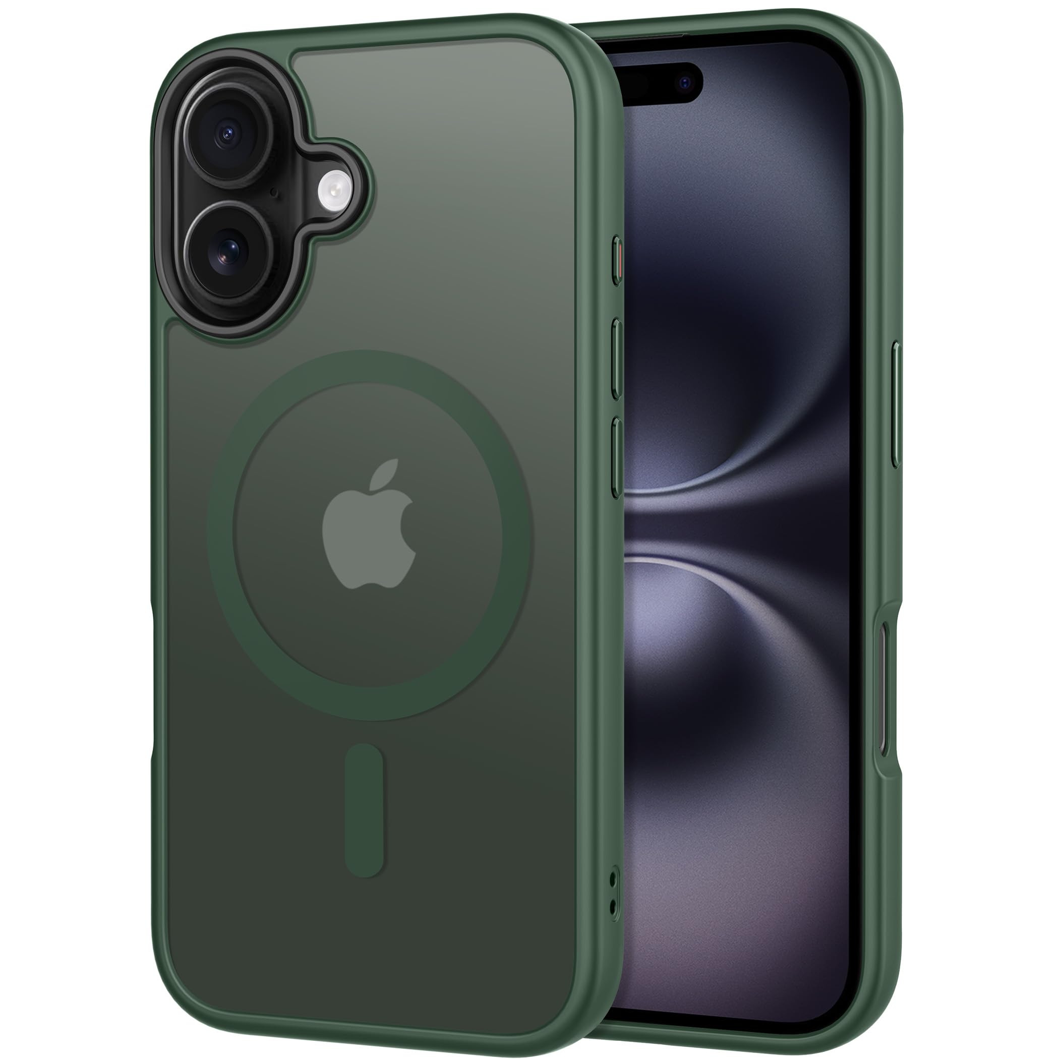 CACOE Magnetic Case for iPhone 16 6.1 inch-Compatible with MagSafe & Magnetic Car Phone Mount,Not Yellowing Anti-Scratch (Dark G