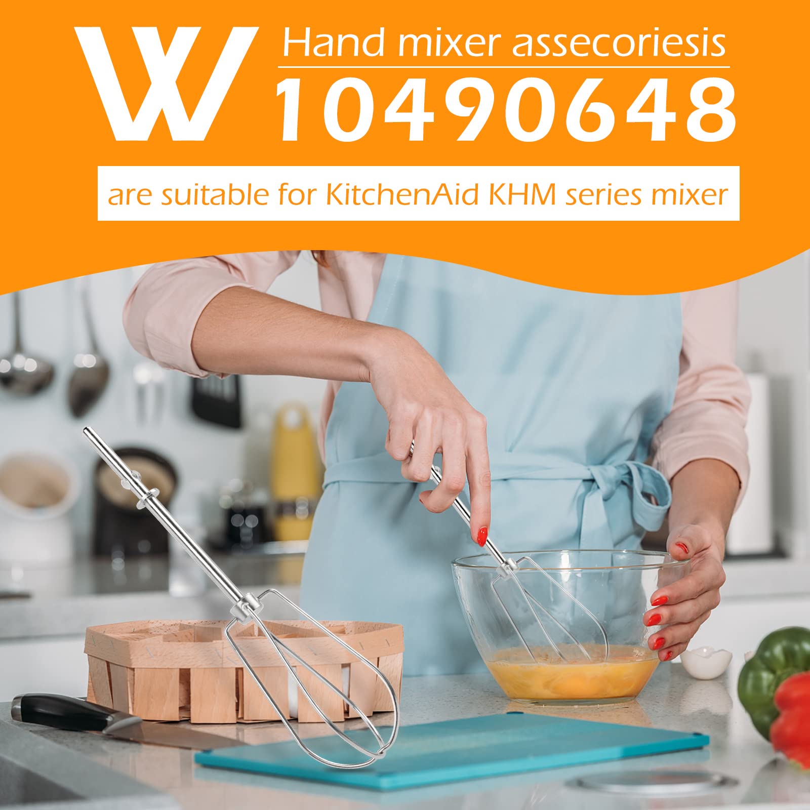 Hand Mixer Beaters Attachments Replacement For Kitchenaid Beaters W10490648, Khm512, Khm2B,Fit With Hand Mixer 5 Speed Khm5 2 Pack