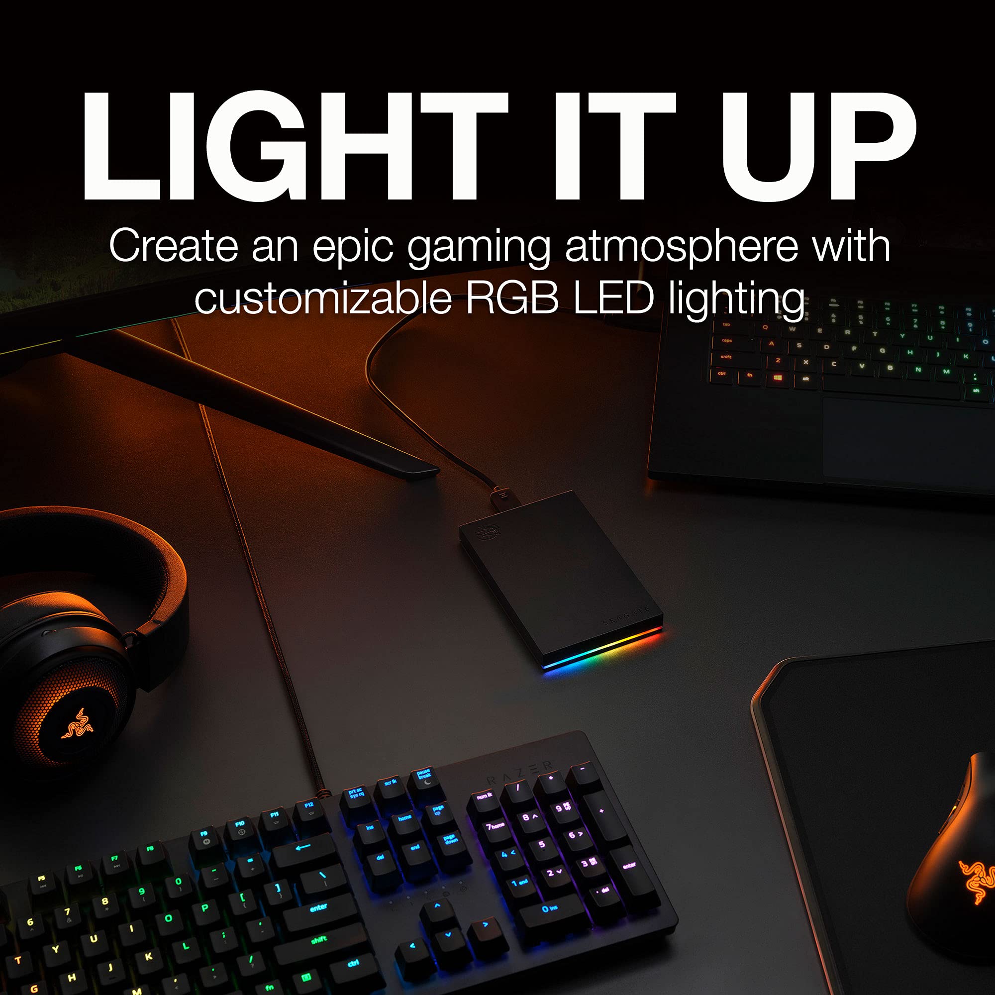 Seagate Firecuda Gaming Hard Drive External Hard Drive 1Tb - Usb 3.2 Gen 1, Rgb Led Lighting For Pc And Mac With Rescue Services