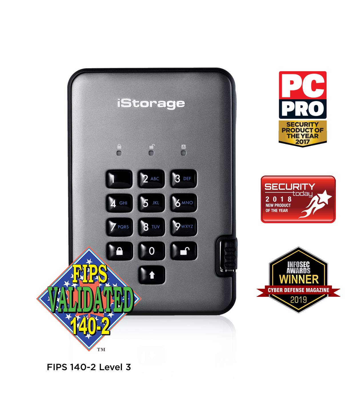 Istorage Diskashur Pro2 Ssd 512Gb |Secure Solid State Drive | Fips Level 3 Certified | Password Protected | Dust/Water Resistant