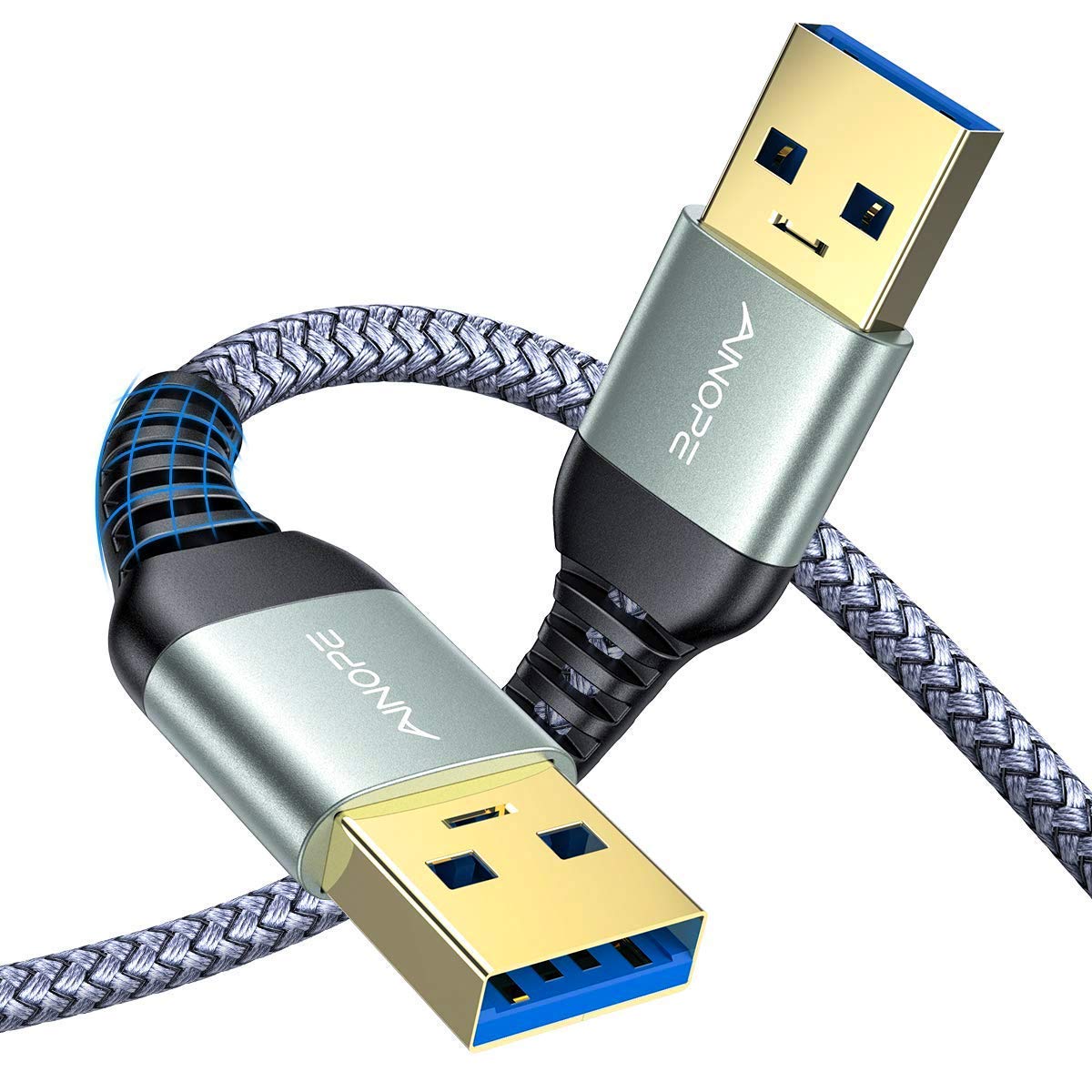 Ainope [2 Pack] Usb 3.0 Cable, Usb To Usb Cable, Usb A Male To Male Cable [1.5Ft+ 1.5Ft] [Never Rupture] Double End Usb Cord Com