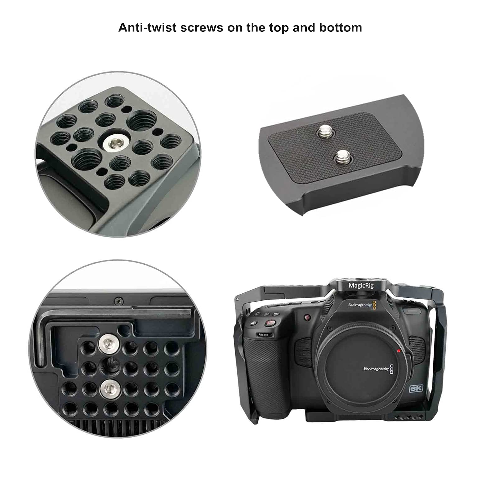 Magicrig Camera Cage Kit Compatible With Bmpcc 6K Pro & 6K G2 For Blackmagic Pocket Cinema Camera 6K Pro & 6K G2