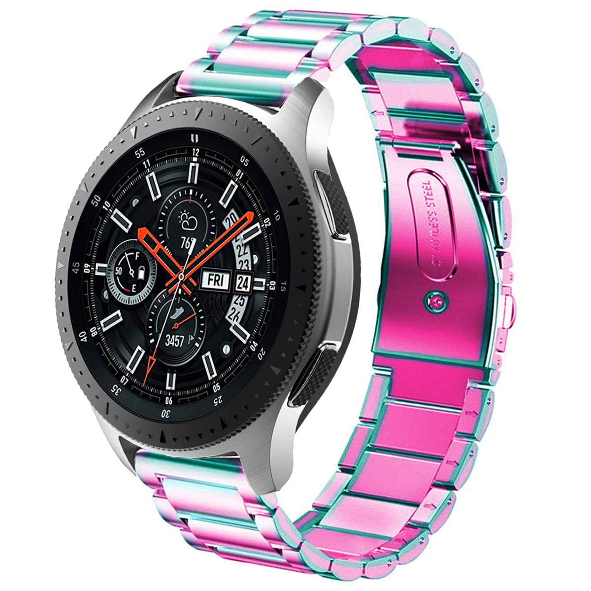 Dealele Bands Compatible With Galaxy Watch 46Mm / Galaxy Watch 3 45Mm, 22Mm Solid Stainless Steel Metal Strap Replacement For Sa
