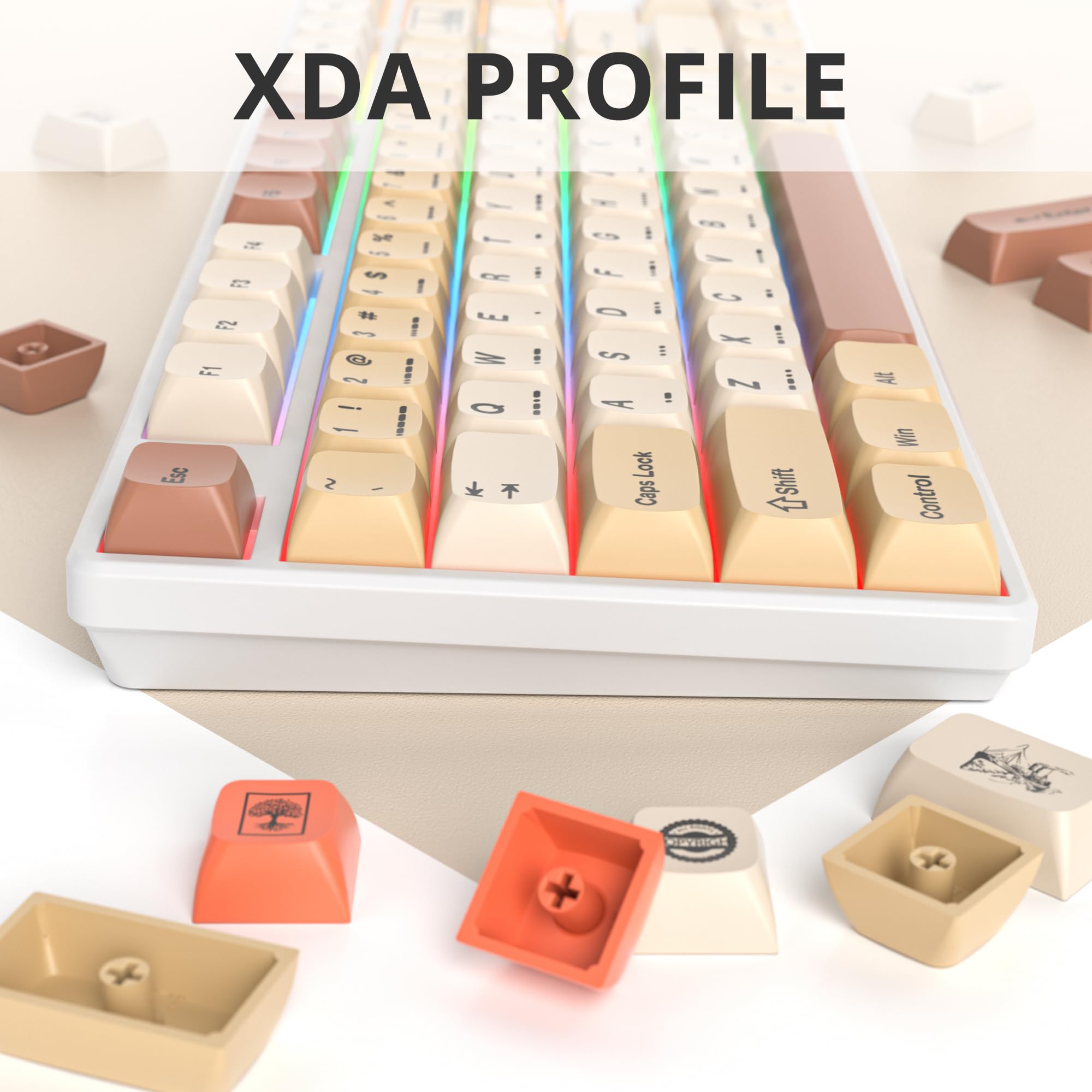 Surmen 139 Xda Profile Pbt Keycaps 75 Percent, Custom Keycaps Dye Sublimation With Iso Keys For 61/68/82/87/108 Mechanical Keybo