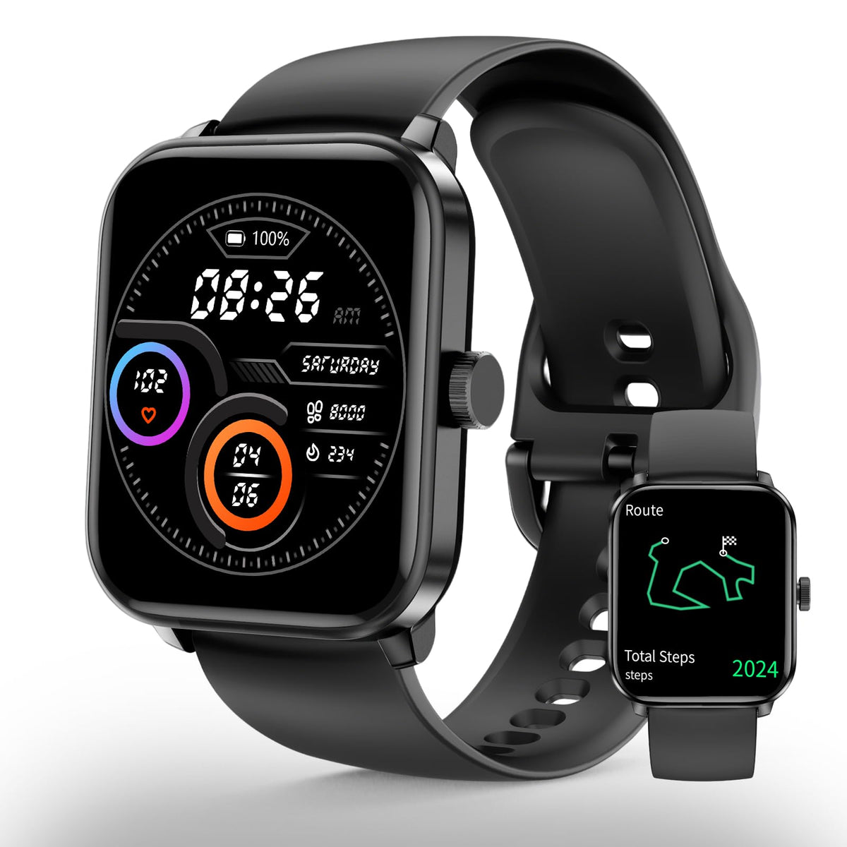 Yoyofit Smart Watch For Men Women, Gps Built-In, Bluetooth Calling, Heart Rate & Sleep Health Monitor, Stress Manage, Ip68 Water