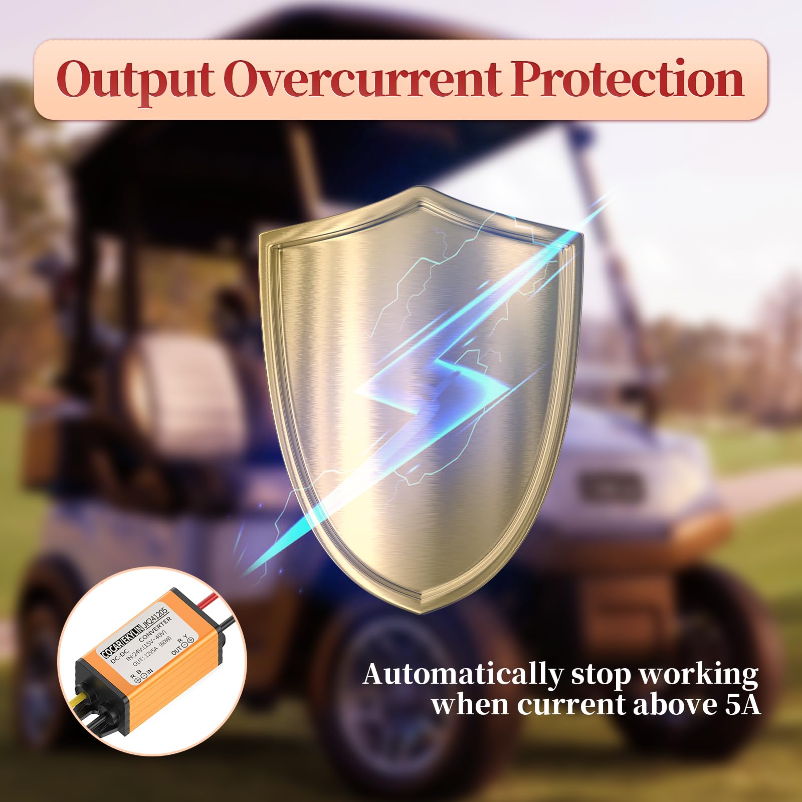 24V To 12V Converter, More Safe 18V To 12V Step Down Converter 5A 60W, Dc To Dc Converter With Output Overcurrent Protection For