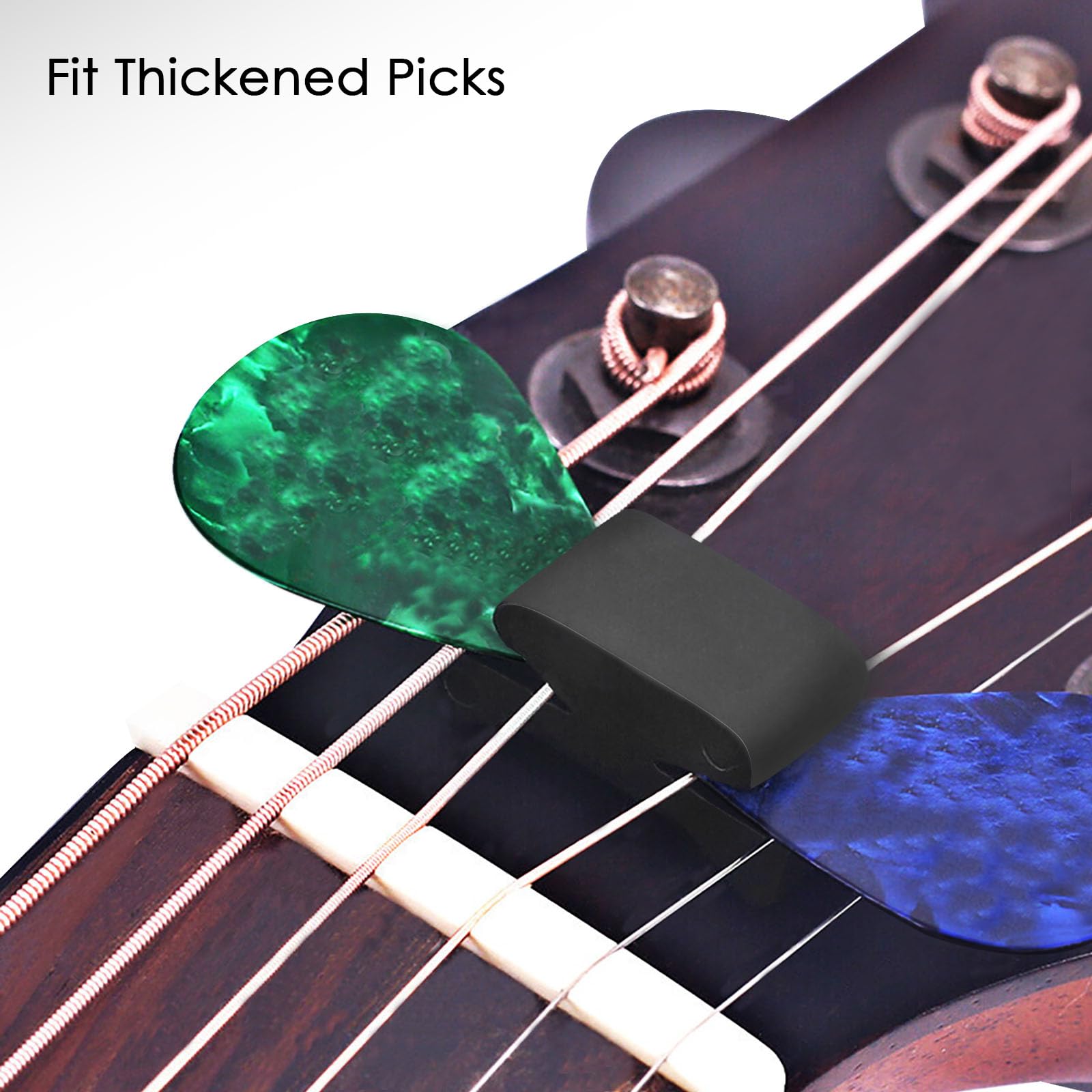 Linkidea 6 Pack Rubber Guitar Headstock Pick Holder, Pickholder For Guitar, Bass, Ukulele (Black)