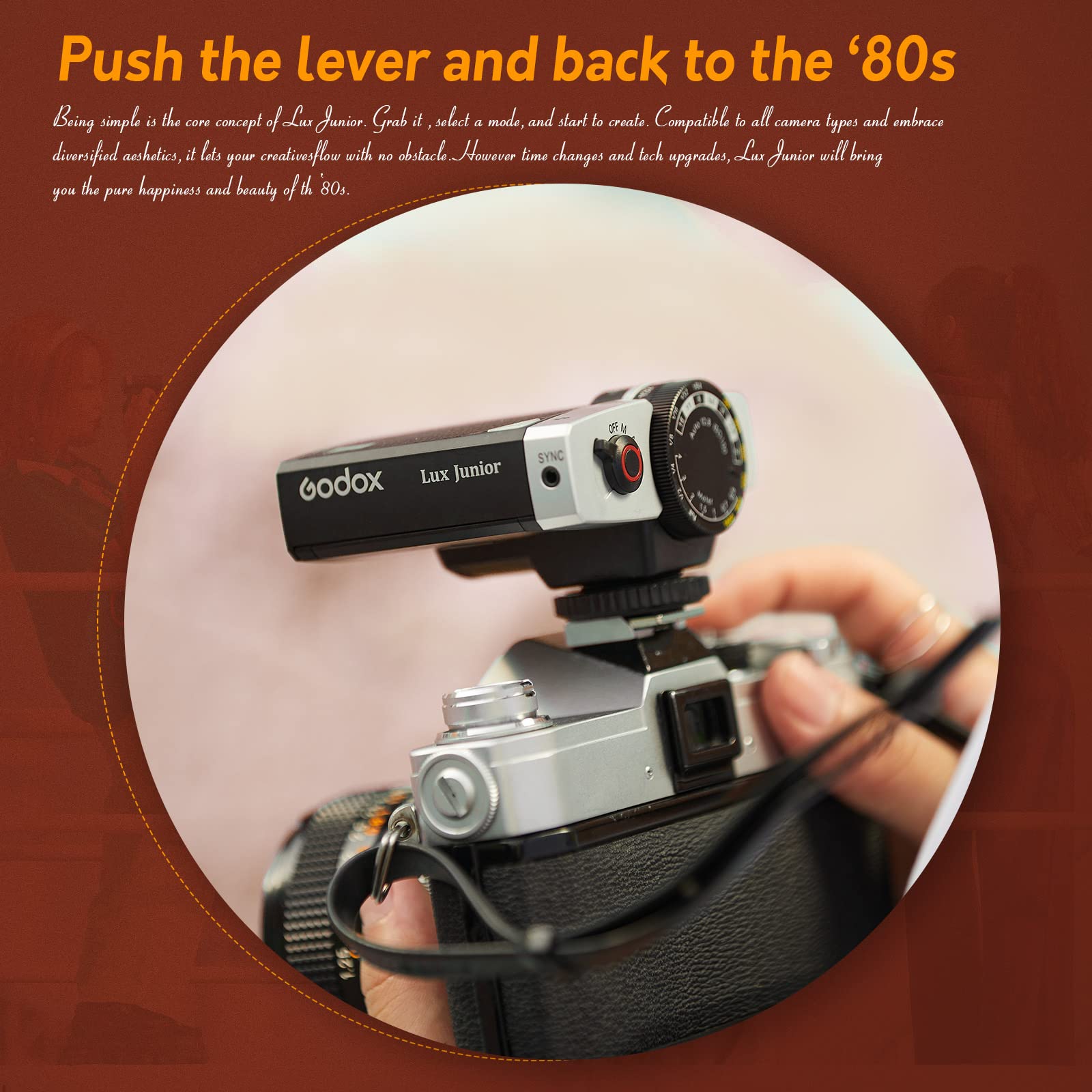 Godox Lux Junior Retro Camera Flash,Gn12 6000K200K Cct,Auto & Manual Modes 1/1-1/64 Flash Power,28Mm Focal Length,For Fujifilm,F