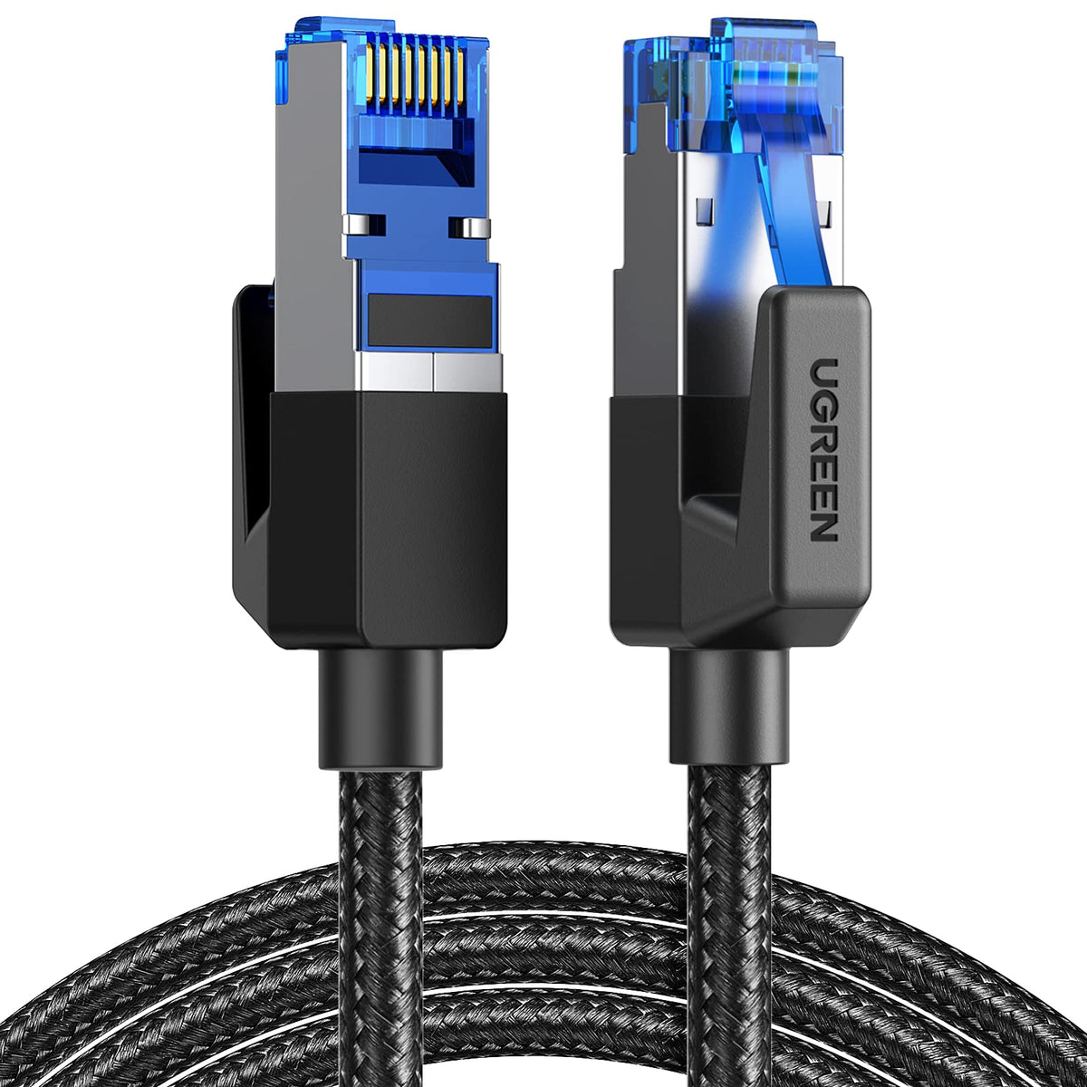 Indoor Rj45 Ugreen Cat 8 Ethernet Cable 1.5Ft, High Speed Braided 40Gbps 2000Mhz ...