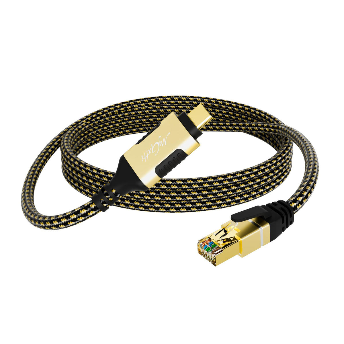 Usb C To Ethernet Adapter Cable 15 Ft, Upgrade Usb C To Rj45 Cable, Gold Plated, Nylon Braided, Gigabit Lan Network To Usb C Cor