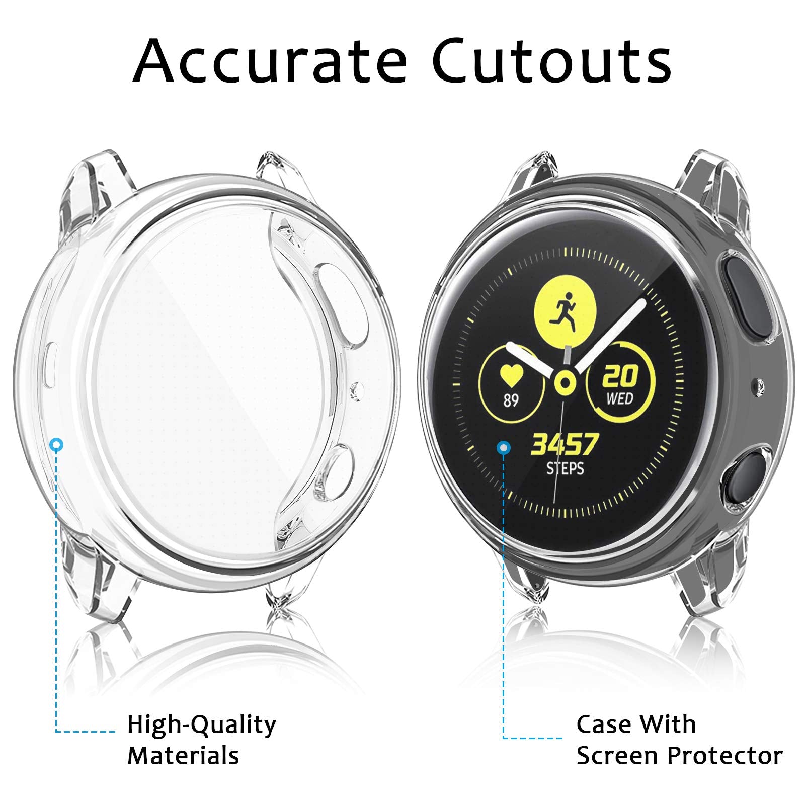 Amzpas [4 Pack] Compatible With Samsung Galaxy Watch Active 2 Screen Protector Case 44Mm, Soft Tpu Full Around Cover For Samsung