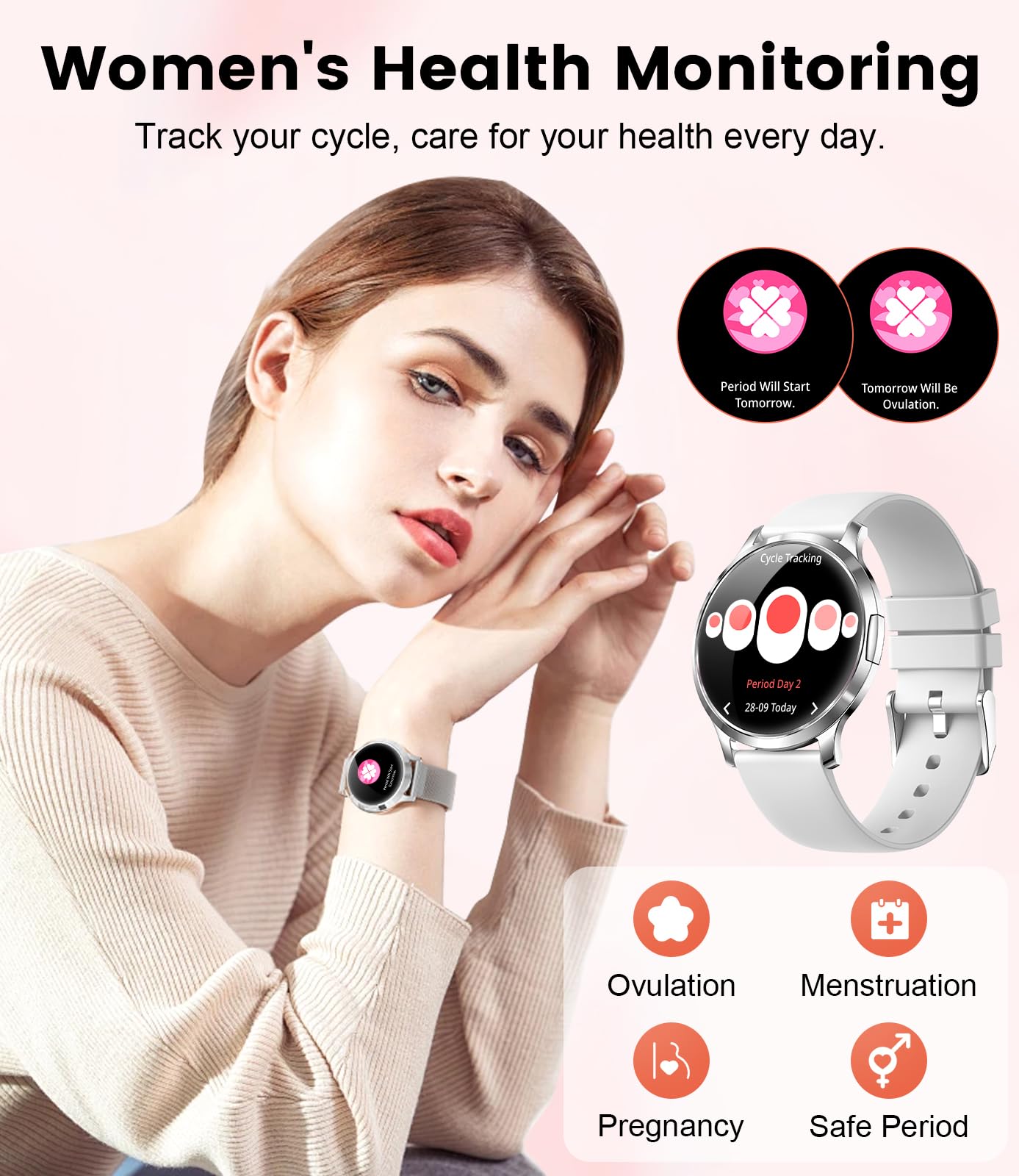 Dremac Smart Watch(Make Call/Thin),1.32 ' ' Amoled Curved Display For Android Iphone,Smart Watches For Women With Heart Rate Mon