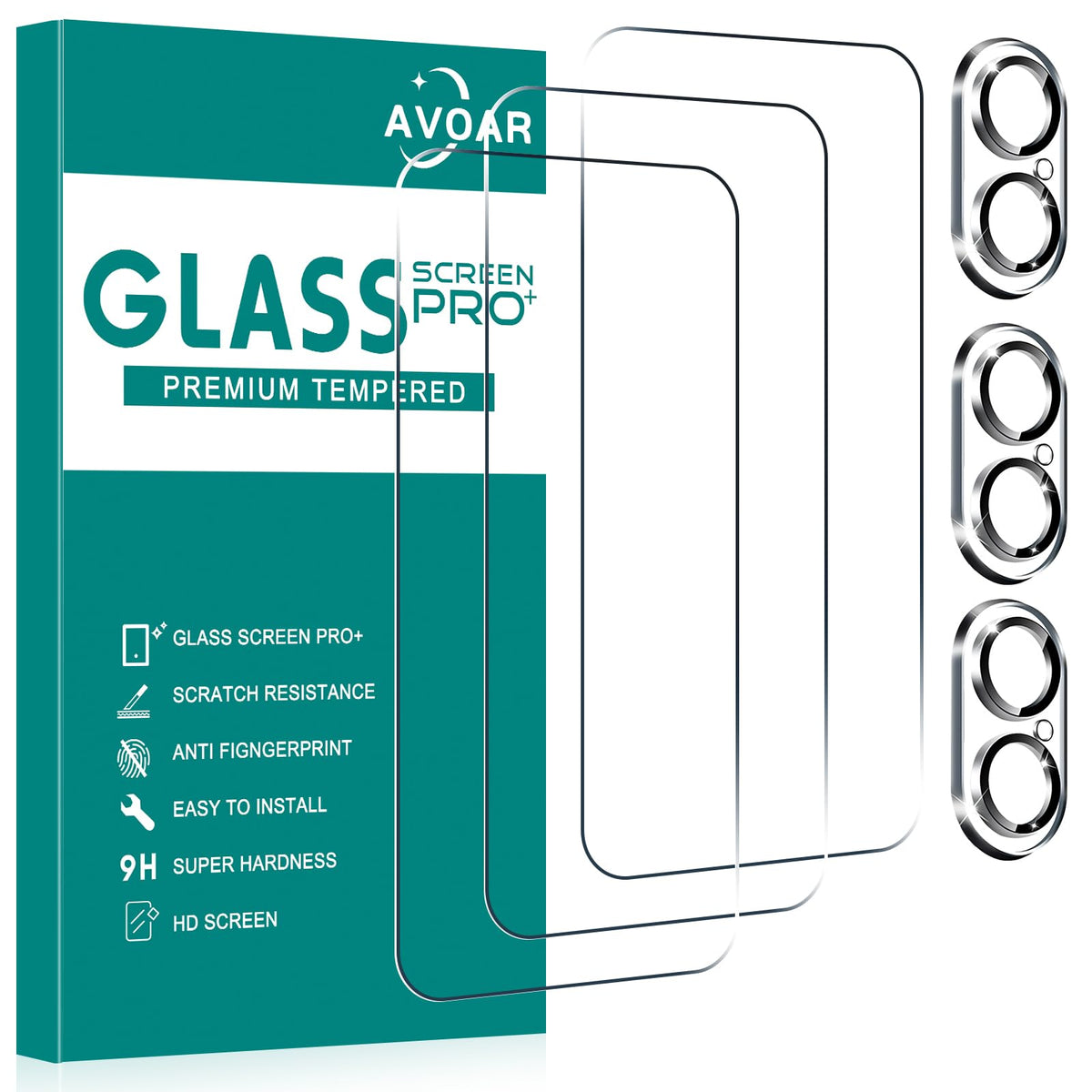 Avoar [3+3 Pack Glass Screen Protector For Iphone 16 With Camera Lens Protector, 6.1 Inch Hd Clear Tempered Glass Film For Iphon