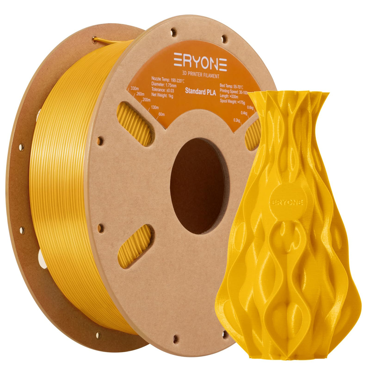 Eryone Pla Filament 1.75Mm, 3D Printer Filament Pla +/  0.03Mm, 1Kg(2.2Lbs)/Spool, Mango