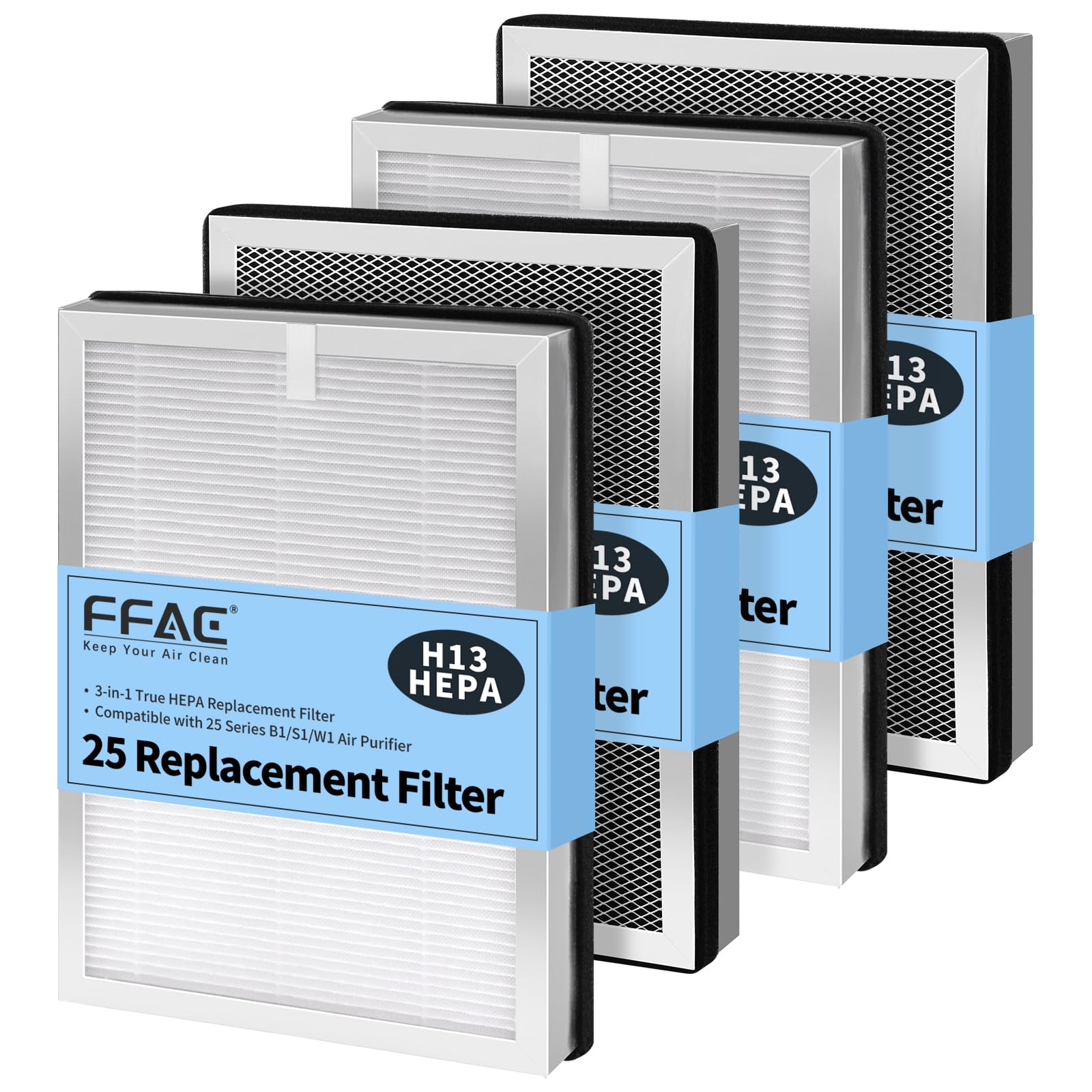 Ma 25 Replacement Filter Compatible With Ma 25 Air Purifier S1/W1/B1, 3 In 1 Filter System Of Pre Filter, Activated Carbon Filte