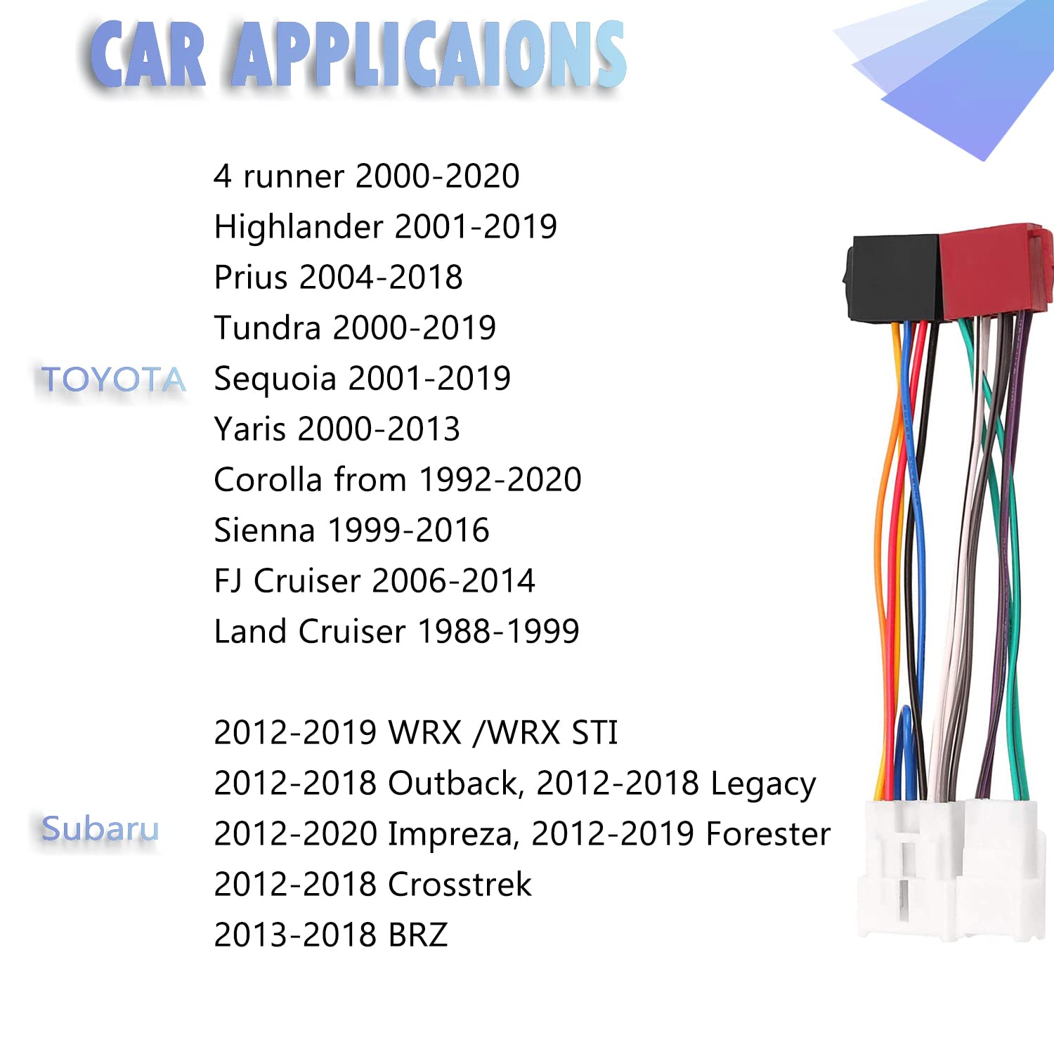 Rdbs Car Stereo Wire Harness, Radio Wiring Harness Connectors Adapter Replacement For Toyota Tacoma 2005 2020, Rav4 1994 2020, Subaru 2012 2019 Wrx, 2012 2019 Forester