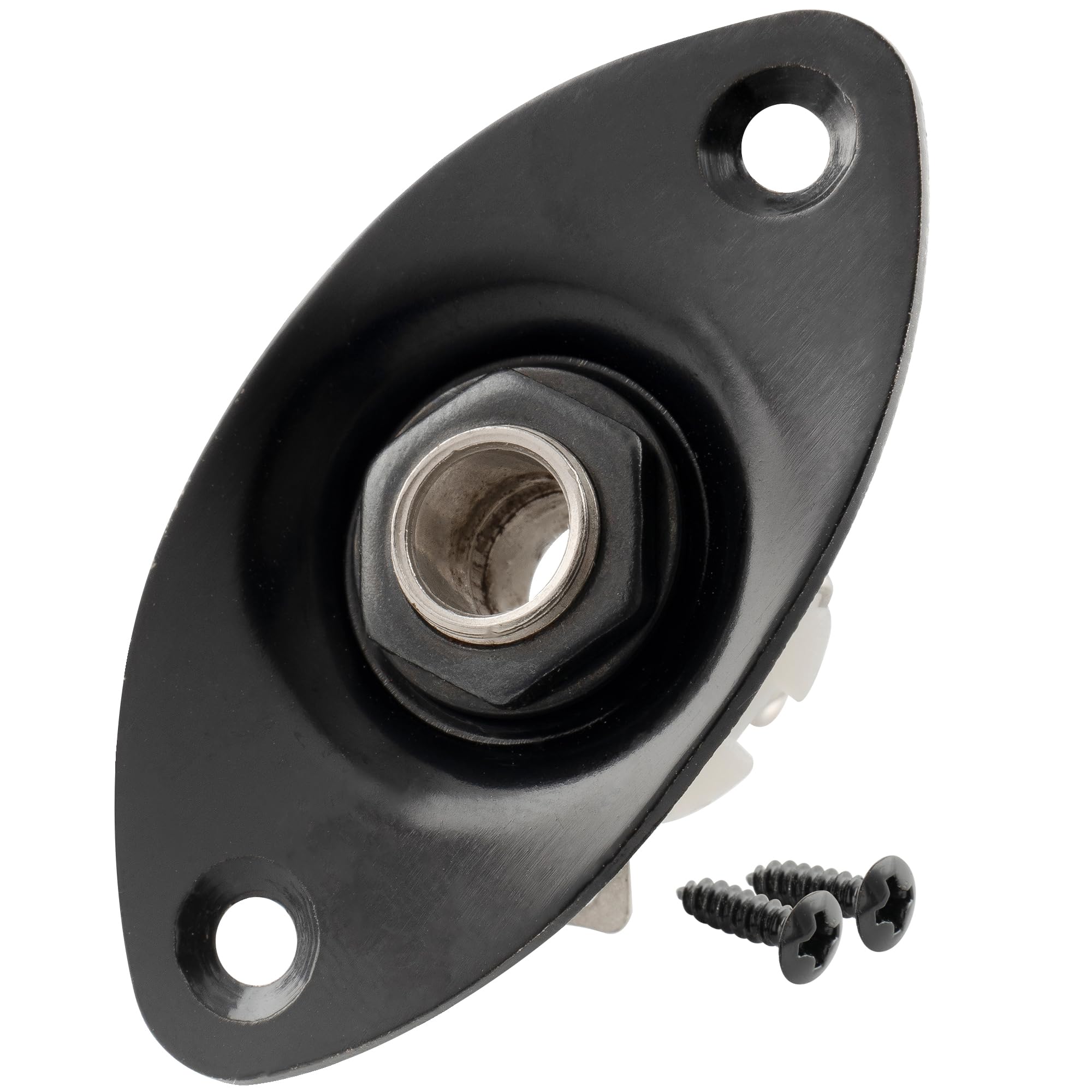 Musiclily 1/4'' Oval Guitar Input Jack Output Jack Plate Socket For Strat Tele Style Electric Guitar Replacement Parts, Black