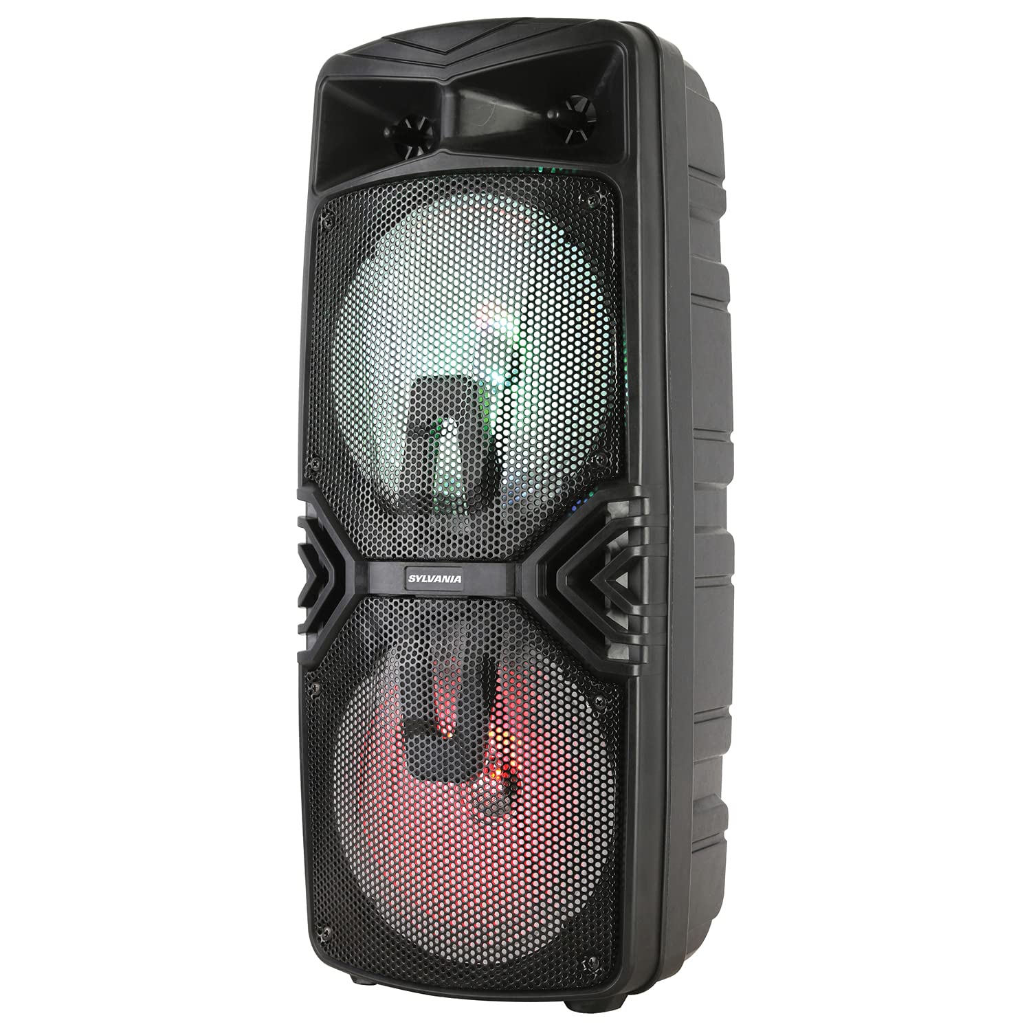 SYLVANIA SP782 Dual 8Inch 10WattMax Karaoke Lightup Bluetooth Speaker with FM Radio