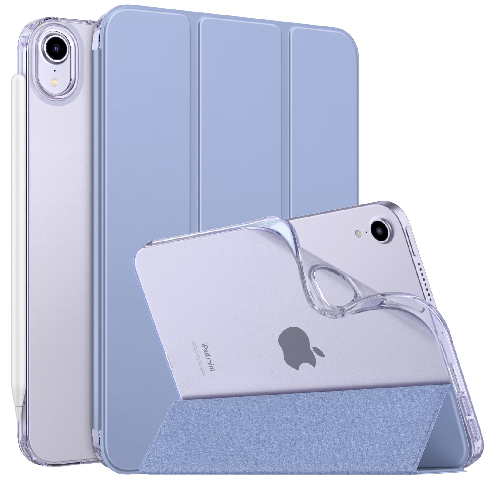 MoKo Case Fit New iPad Mini 7 (A17 Pro) 2024, iPad Mini 6th Generation Case 2021 (8.3 inch), iPad Mini 6 Case, Soft TPU Translucent Frosted Back Cover Case for iPad Mini 7th, Grayish Purple